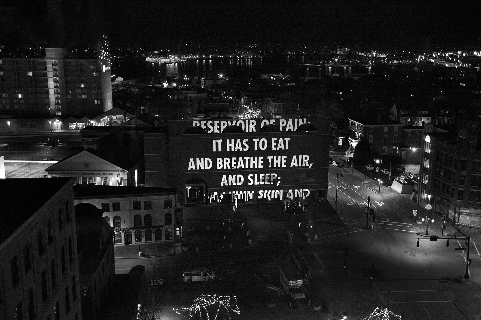 Site: Portland Museum of Art, Portland, Maine, USA
December 7, 2010
Text: “Tortures” from View with a Grain of Sand by Wisława Szymborska, copyright © 1993 by the author. English translation by Stanisław Barańczak and Clare Cavanagh, copyright © 1995