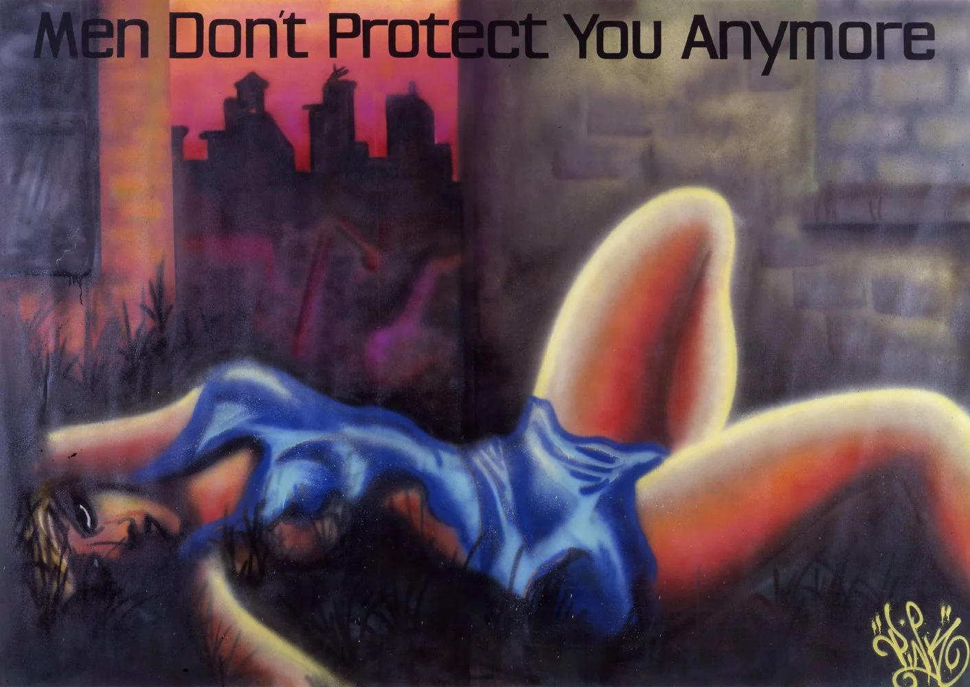 MEN DON’T PROTECT YOU ANYMORE, with Lady Pink, c. 1983–84
Text: Survival, 1983–85