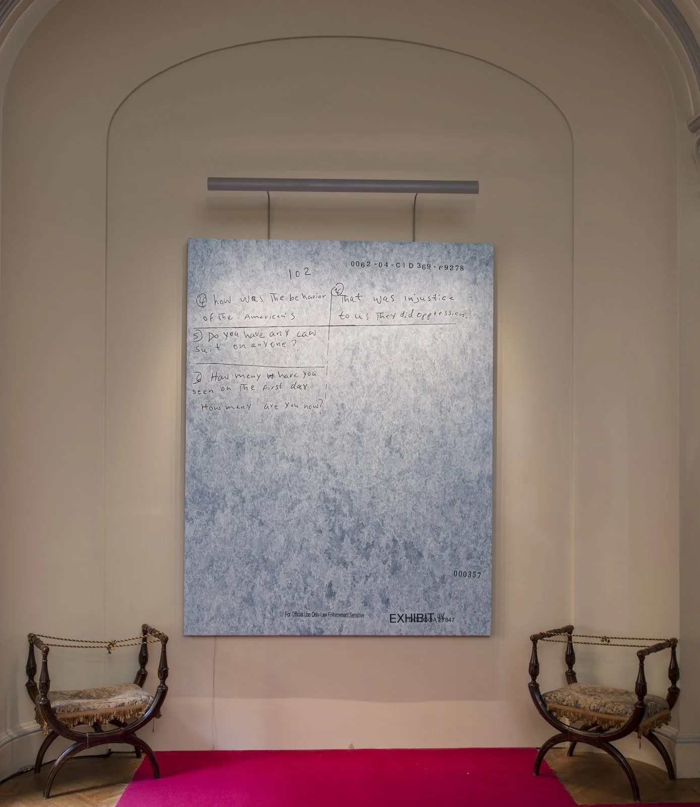 The behavior, 2013
Installation: SOFTER: Jenny Holzer at Blenheim Palace, Blenheim Palace, Woodstock, England, 2017
September 29–December 31, 2017
Text: U.S. government document
Photo: Tom Lindboe