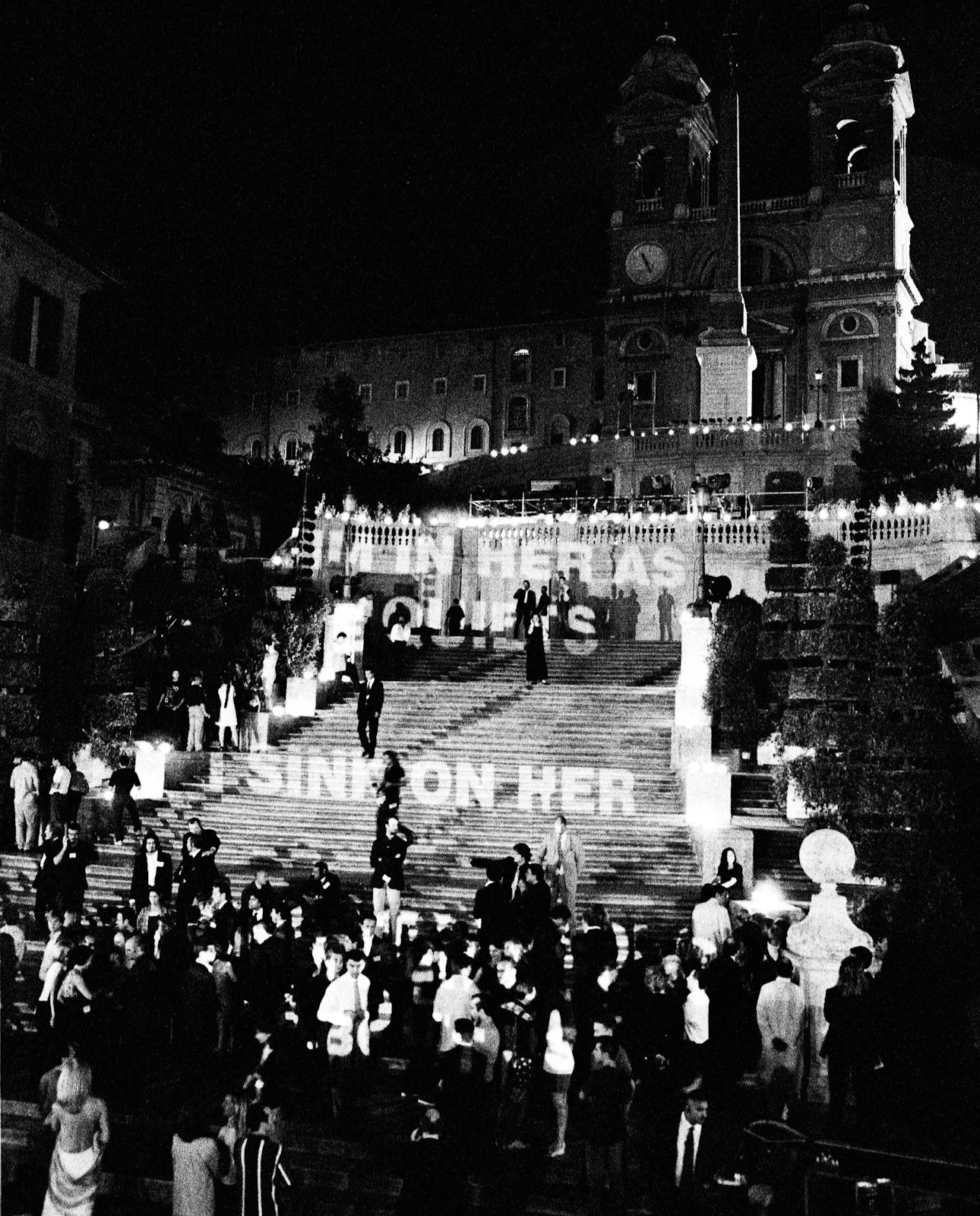 Site: Spanish Steps, Rome, Italy
July 16, 1998
Text: Lustmord, 1993-95
Projection: Skypictures; Aubert Lee
Photo: Fabio Magrelli