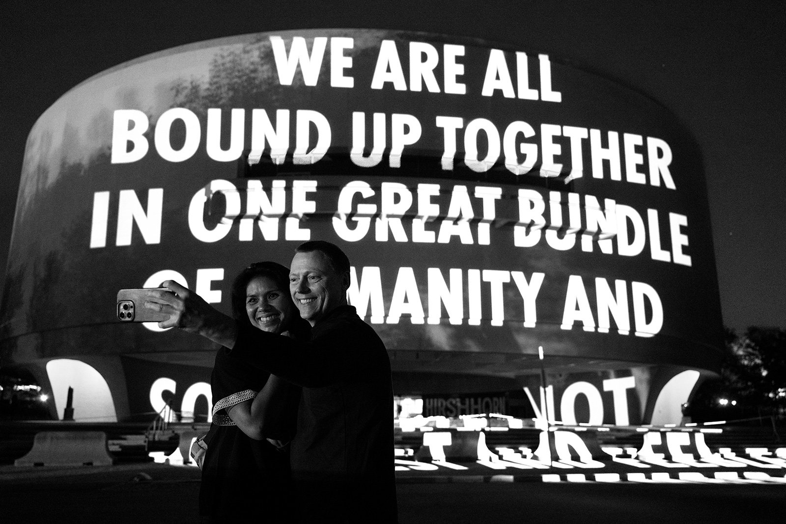 THE PEOPLE, 2023
Light projection
Hirshhorn Museum and Sculpture Garden, Washington, DC
Text: Frances E. W. Harper, address to the 11th National Women’s Rights Convention, New York, May 10, 1866.
© 2023 Jenny Holzer, member Artists Rights Society (AR