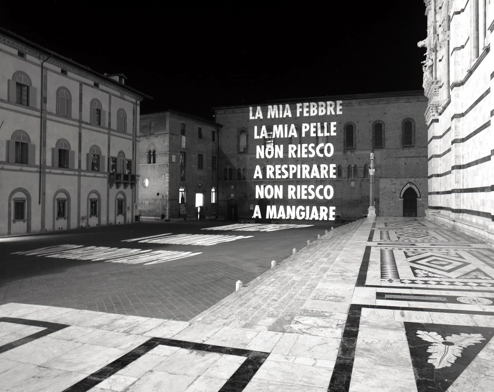 Site: Santa Maria della Scala, Piazza Duomo, Siena, Italy
February 28–May 24, 2009
Text: Arno, 1996
Projection: FX Productions; Charles Passarelli
Photo: Attilio Maranzano