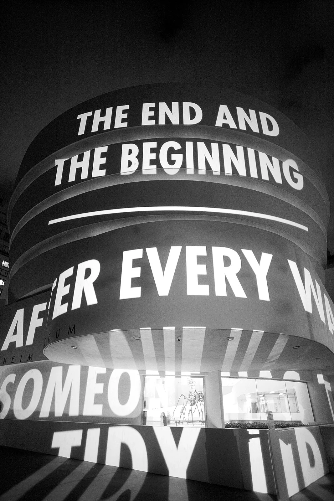 Site: Solomon R. Guggenheim Museum, New York
September 22–December 31, 2008
Text: “The End and the Beginning” from View with a Grain of Sand by Wisława Szymborska, copyright © 1993 by the author. English translation by Stanisław Barańczak and Clare C
