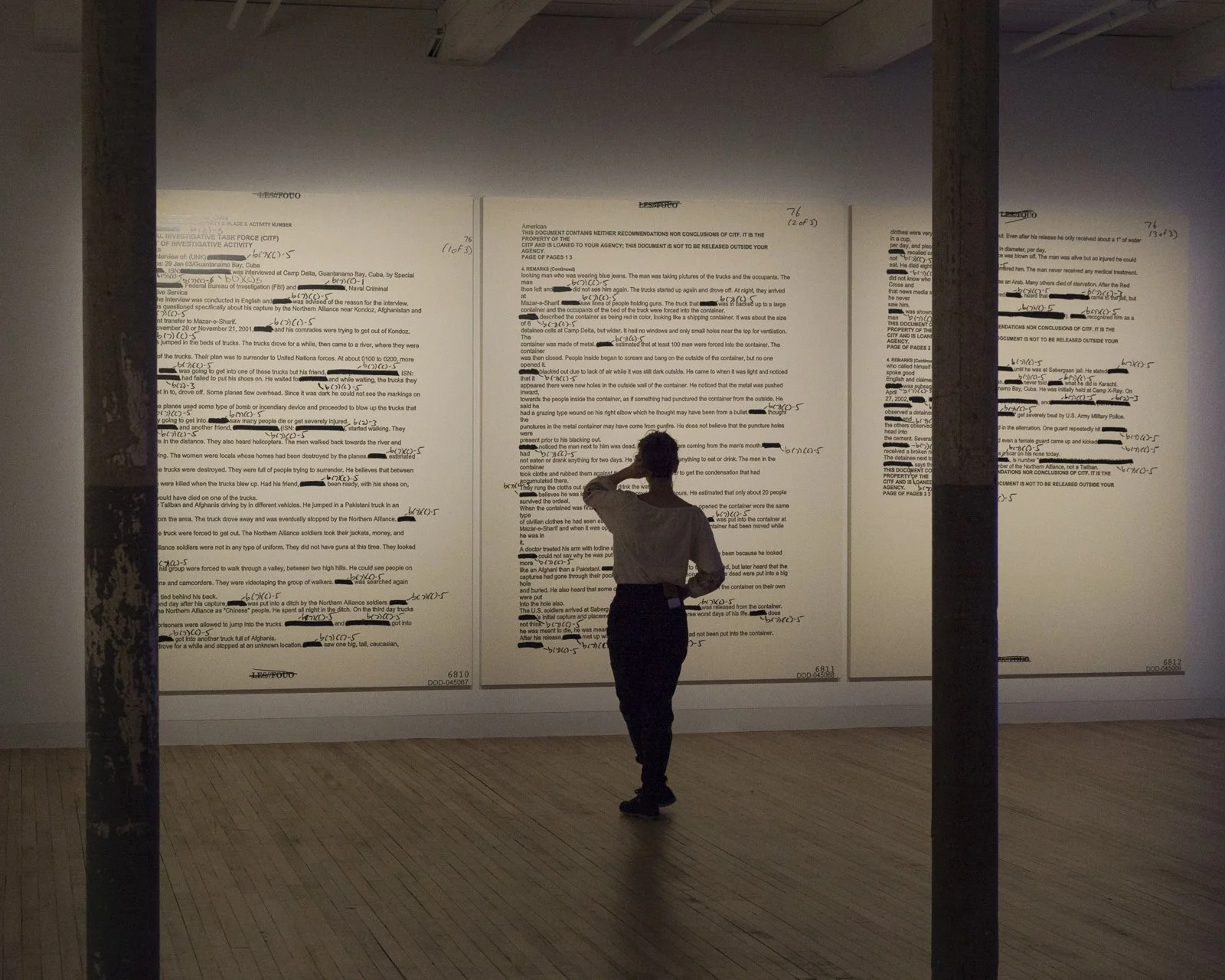 Container Big yellow white, 2006
Installation: Jenny Holzer, Massachusetts Museum of Contemporary Art, North Adams, Massachusetts, USA, 2017
May 28, 2017–May 1, 2025
Text: U.S. government document
Photo: Jake Forney