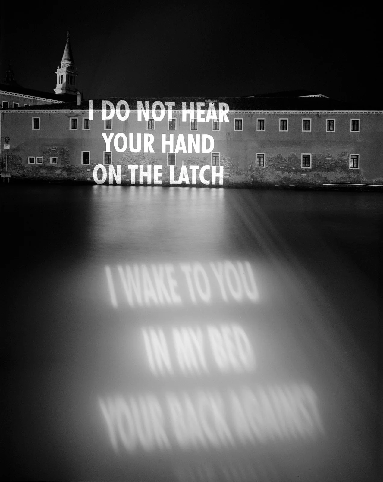 Site: Fondazione Giorgio Cini, Venice, Italy
June 9–13, 1999
Text: Blue, 1998
Projection: Skypictures; Charles Passarelli
Photo: Attilio Maranzano
