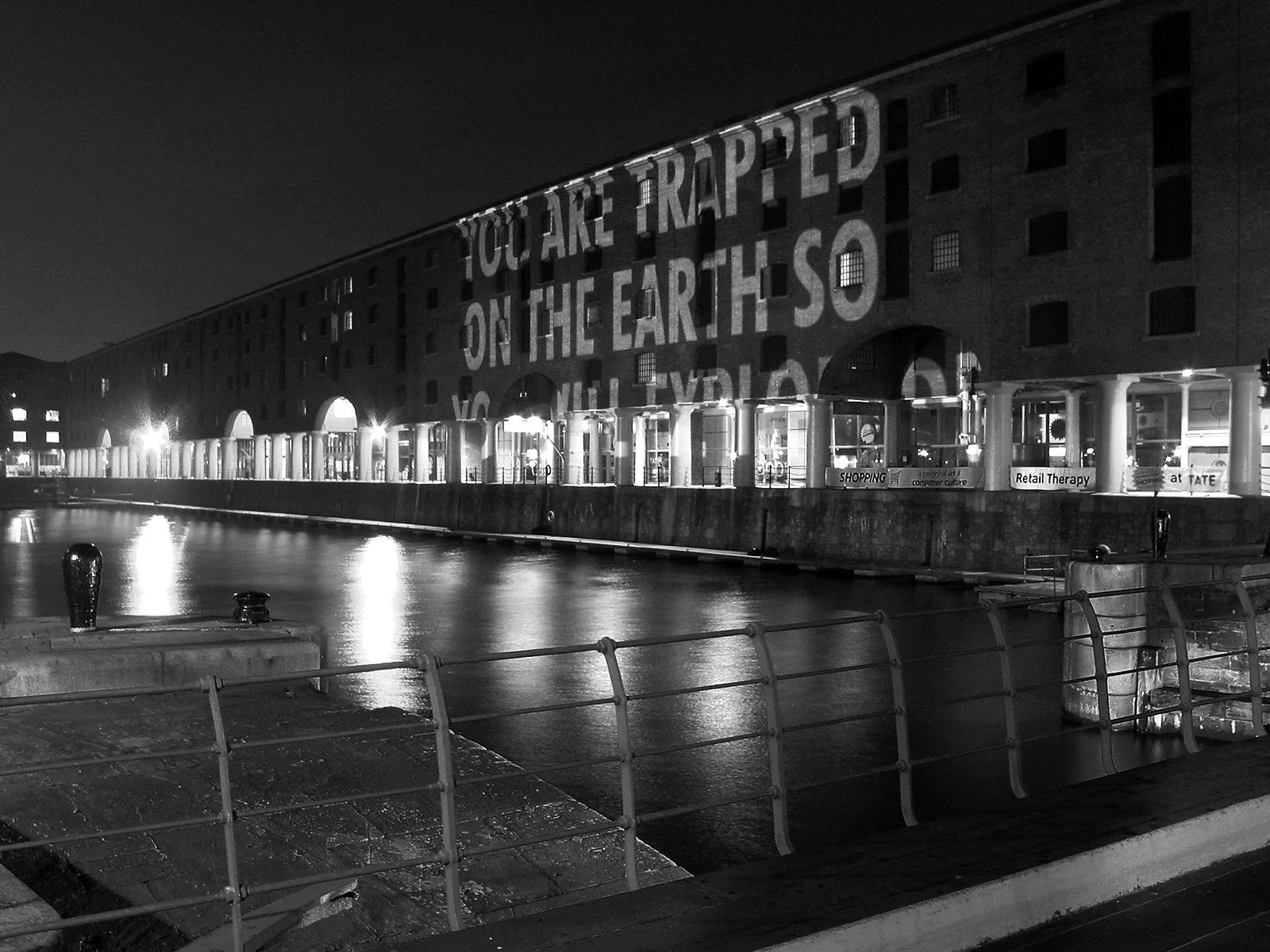 Site: Tate Liverpool, Liverpool, United Kingdom
March 19–23, 2003
Text: Survival, 1983–85
Projection: FX Productions; Charles Passarelli
Photo: Roger Sinek