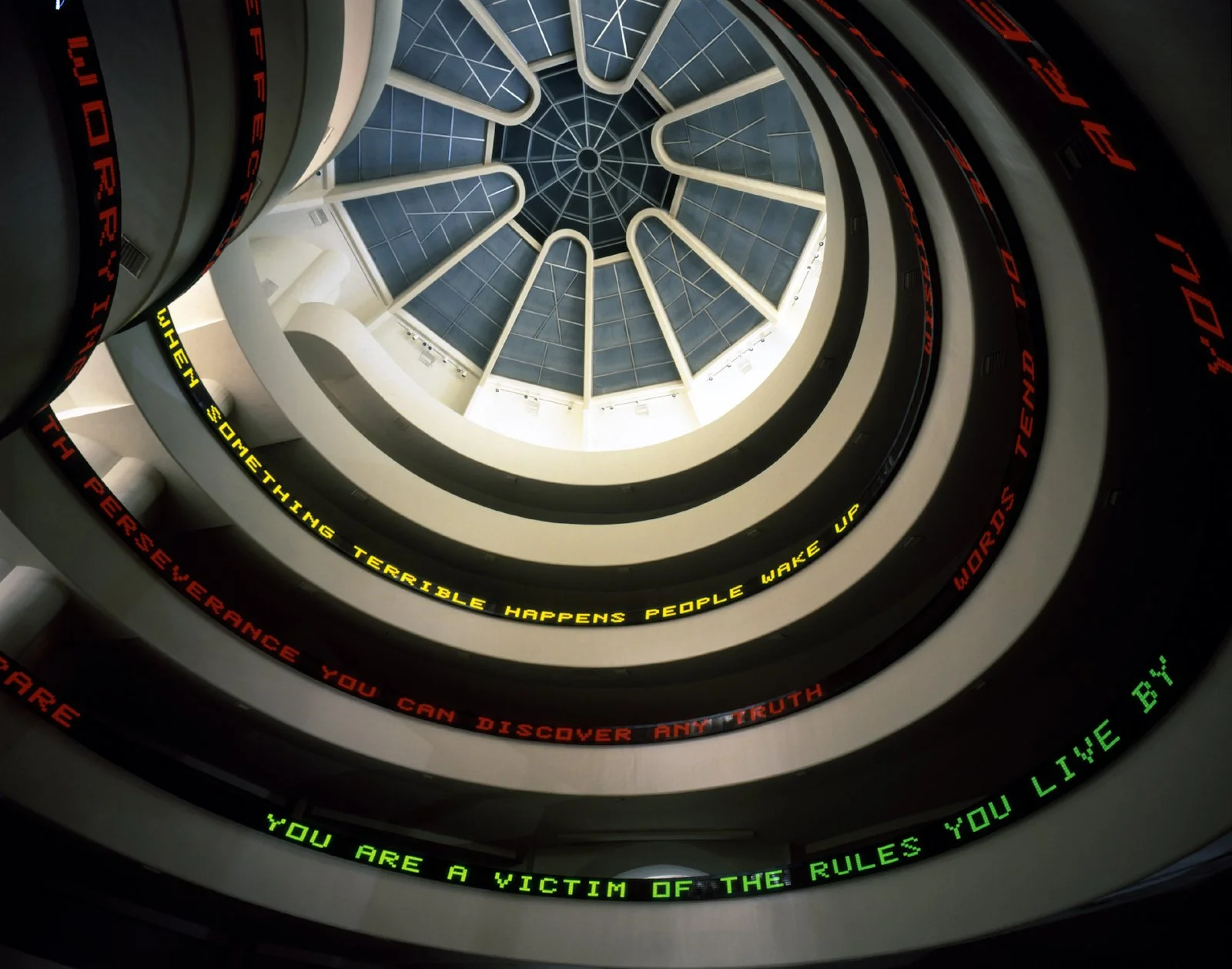 Site: Solomon R. Guggenheim Museum, New York
December 12, 1989–February 25, 1990
Text: Truisms, 1977–79
Photo: David Heald