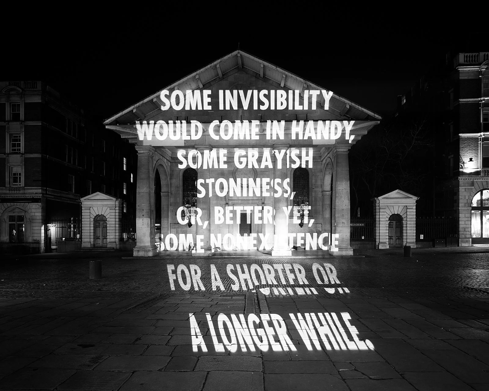 Site: St. Paul’s Church, London
April 8, 2006
Text: “Some People” from Poems New and Collected: 1957–1997 by Wisława Szymborska. English translation by Stanisław Barańczak and Clare Cavanagh, copyright © 1998 by Harcourt, Inc. Used/reprinted with per