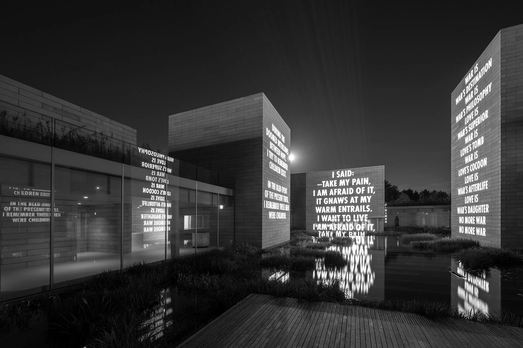 what you love, 2025
Light Projection
Glenstone Museum, Potomac, Maryland, USA
Text: “Take My Pain” from Talking to My Body by Anna Świrszczyńska, English translation by Czesław Miłosz and Leonard Nathan, © 1996 by Ludmiła Adamska-Orłowska, The Estate