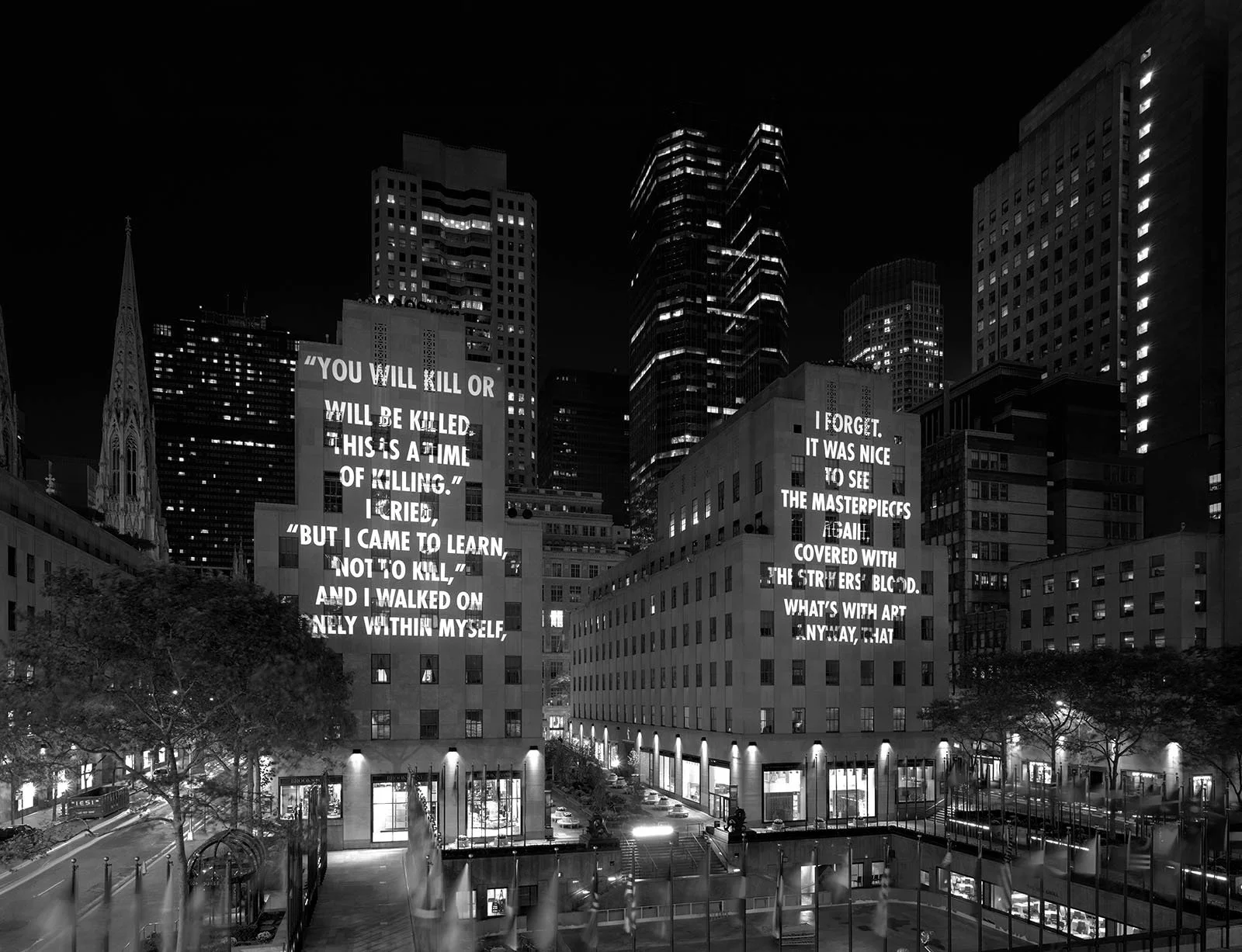Site: Rockefeller Center, New York
September 29–October 2, 2005
Text: “The Valley of the Beasts” from Miracle Maker by Fadhil Al-Azzawi. English translation by Khaled Mattawi, copyright © 2003 by the translator. Used/reprinted with permission of BOA 