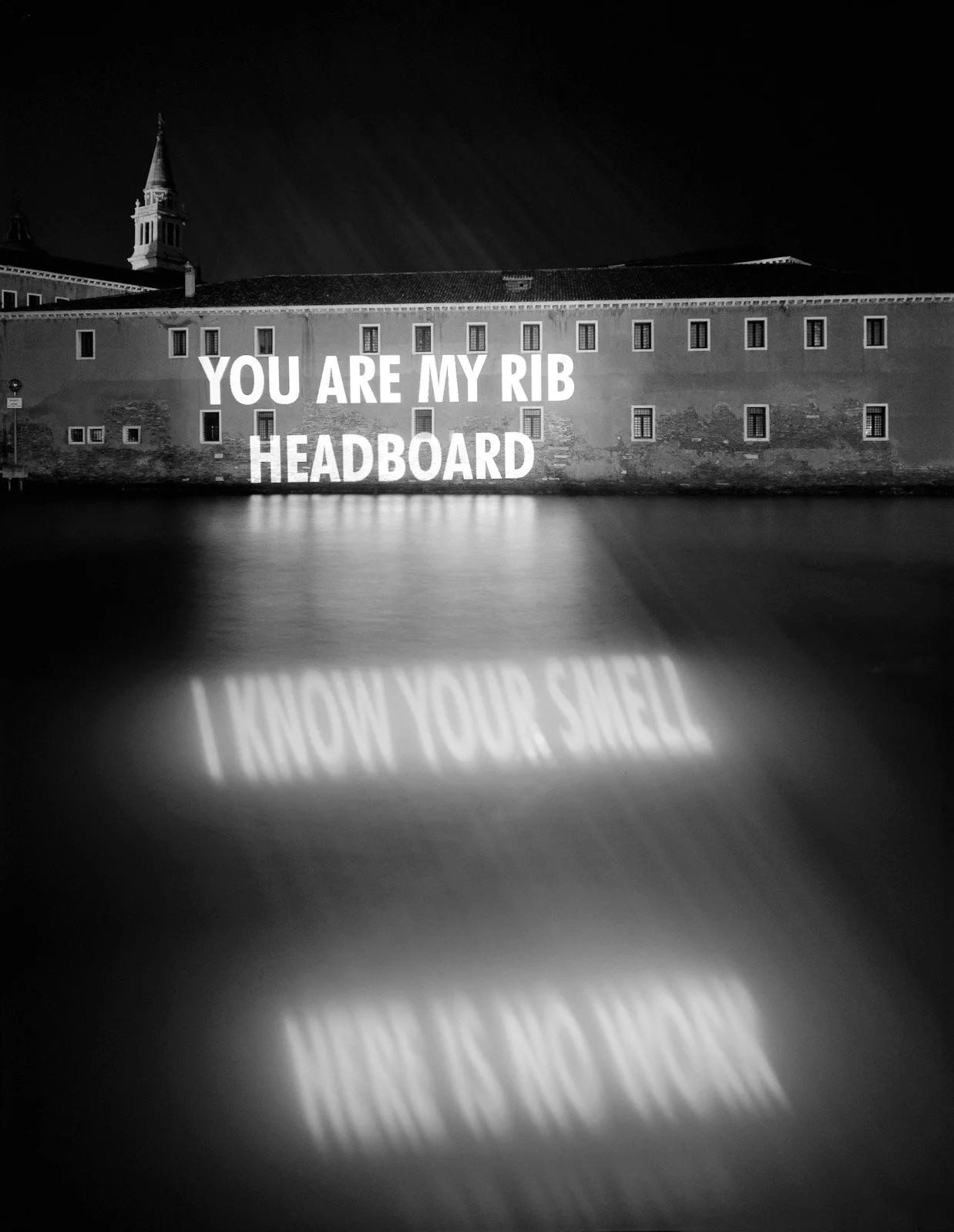 Site: Fondazione Giorgio Cini, Venice, Italy
June 9–13, 1999
Text: Blue, 1998
Projection: Skypictures; Charles Passarelli
Photo: Attilio Maranzano