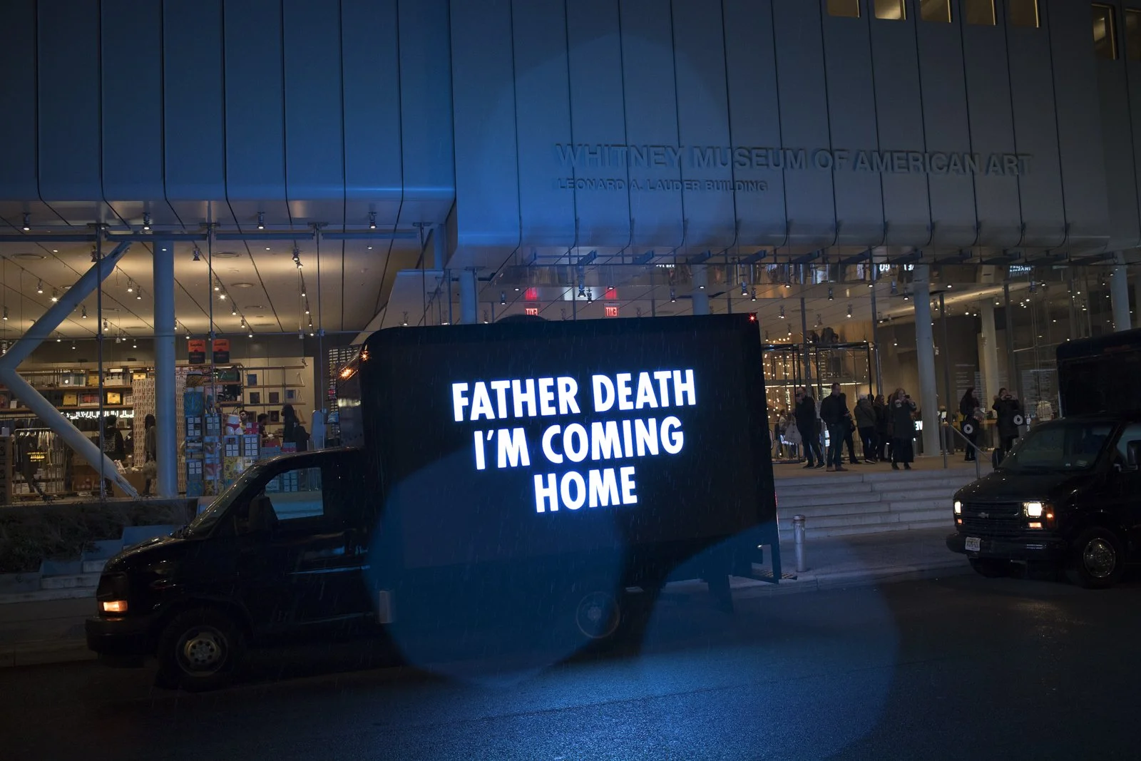 Light the Fight, 2018
Text: “Father Death Blues” from Collected Poems, 1947–1997 by Allen Ginsberg, © 2006 by Allen Ginsberg, LLC. Used with permission of The Wylie Agency LLC.
Photo: Steve Speranza