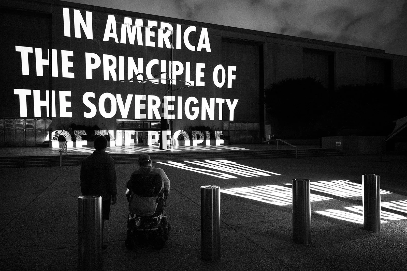 THE PEOPLE, 2023
Light projection
Smithsonian’s National Museum of American History, Washington, DC
Text: Democracy in America, vol. 1, by Alexis de Tocqueville, English translation by Henry Reeve, 1835.
© 2023 Jenny Holzer, member Artists Rights Soc