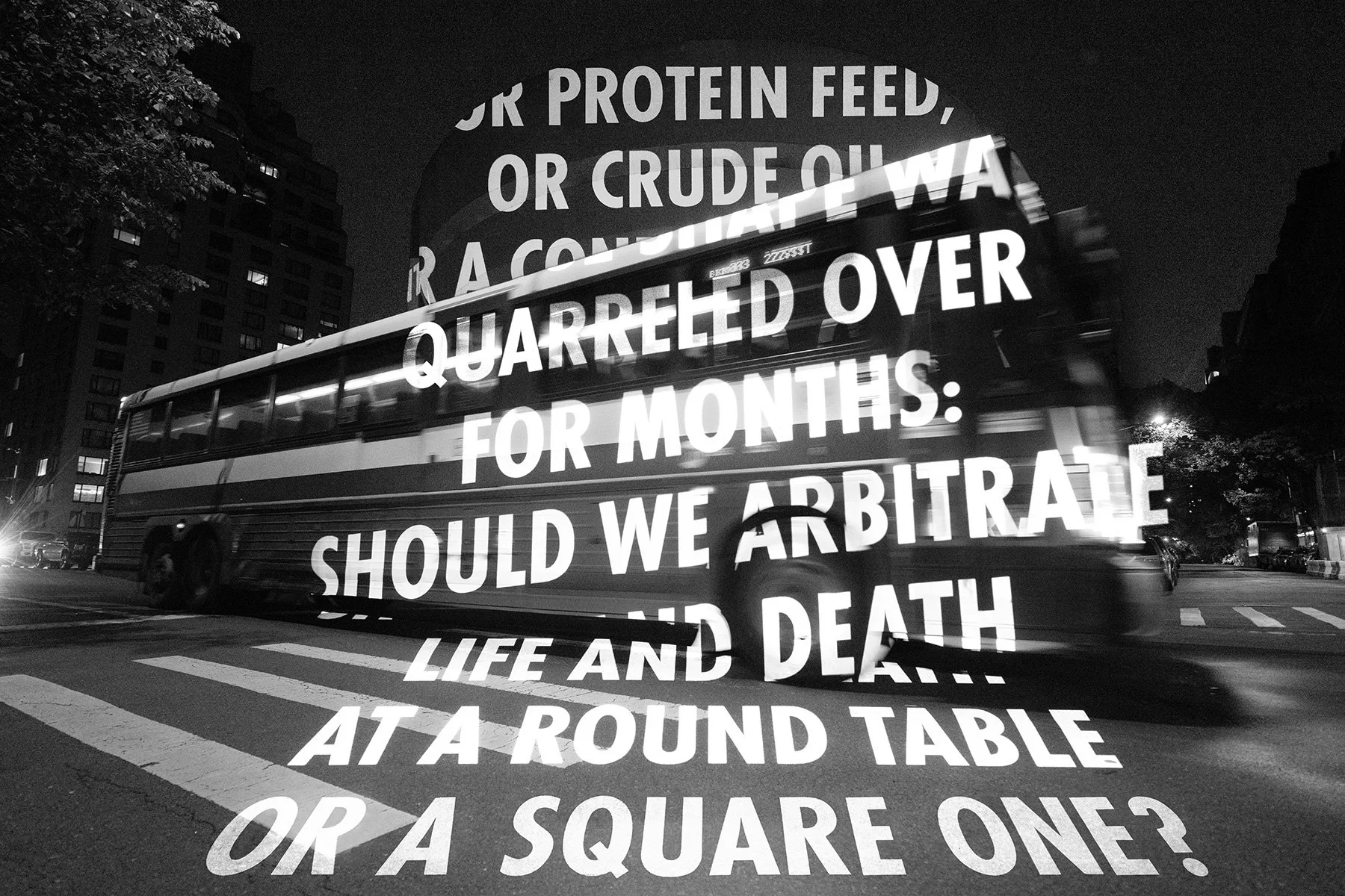 For The Guggenheim, 2008/2024
Light projection
Solomon R. Guggenheim Museum, New York
Text: “Children of Our Age” from Map: Collected and Last Poems by Wisława Szymborska, © 1993 by the Wisława Szymborska Foundation, www.szymborska.org.pl. English tr