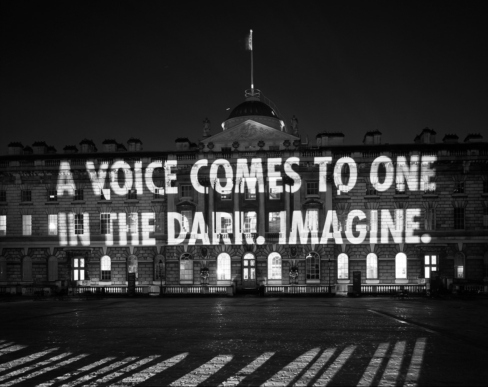 Site: Somerset House, London
April 11, 2006
Text: Company by Samuel Beckett. Published by Calder Publications London.
Projection: FX Productions; Charles Passarelli
Photo: Attilio Maranzano