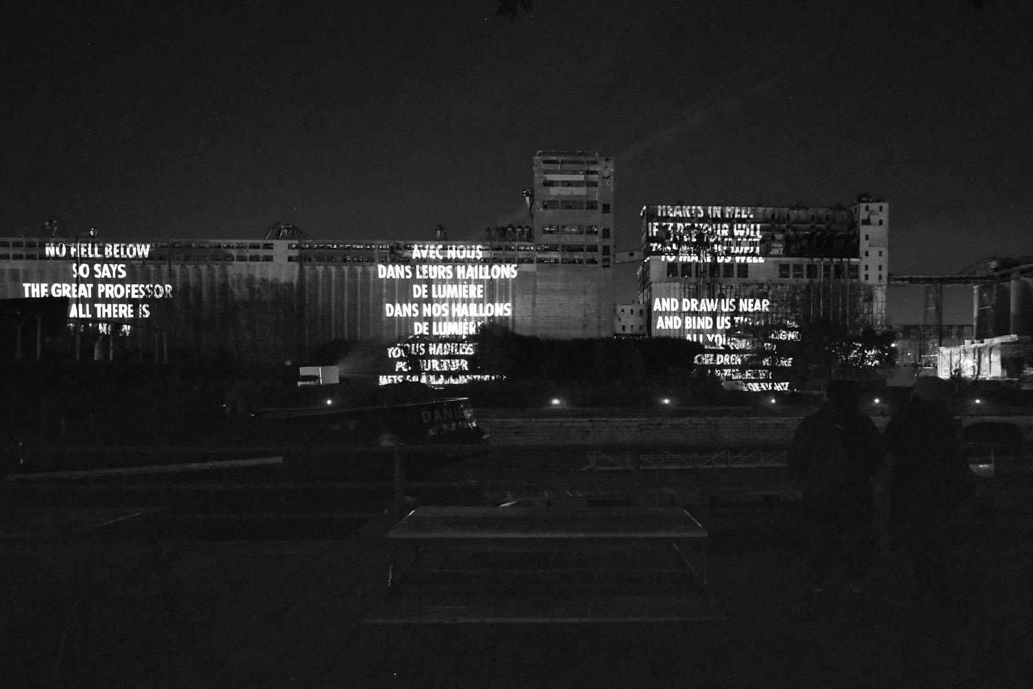 Site: Grain Silo No. 5, Old Port, Montreal, Canada
November 7-11, 2017
Text: “Almost Like the Blues” from Popular Problems by Leonard Cohen, ©
2014 by Leonard Cohen Stranger Music, Inc. (BMI) / Sony ATV Music
Publishing LLC. Used with permission of S