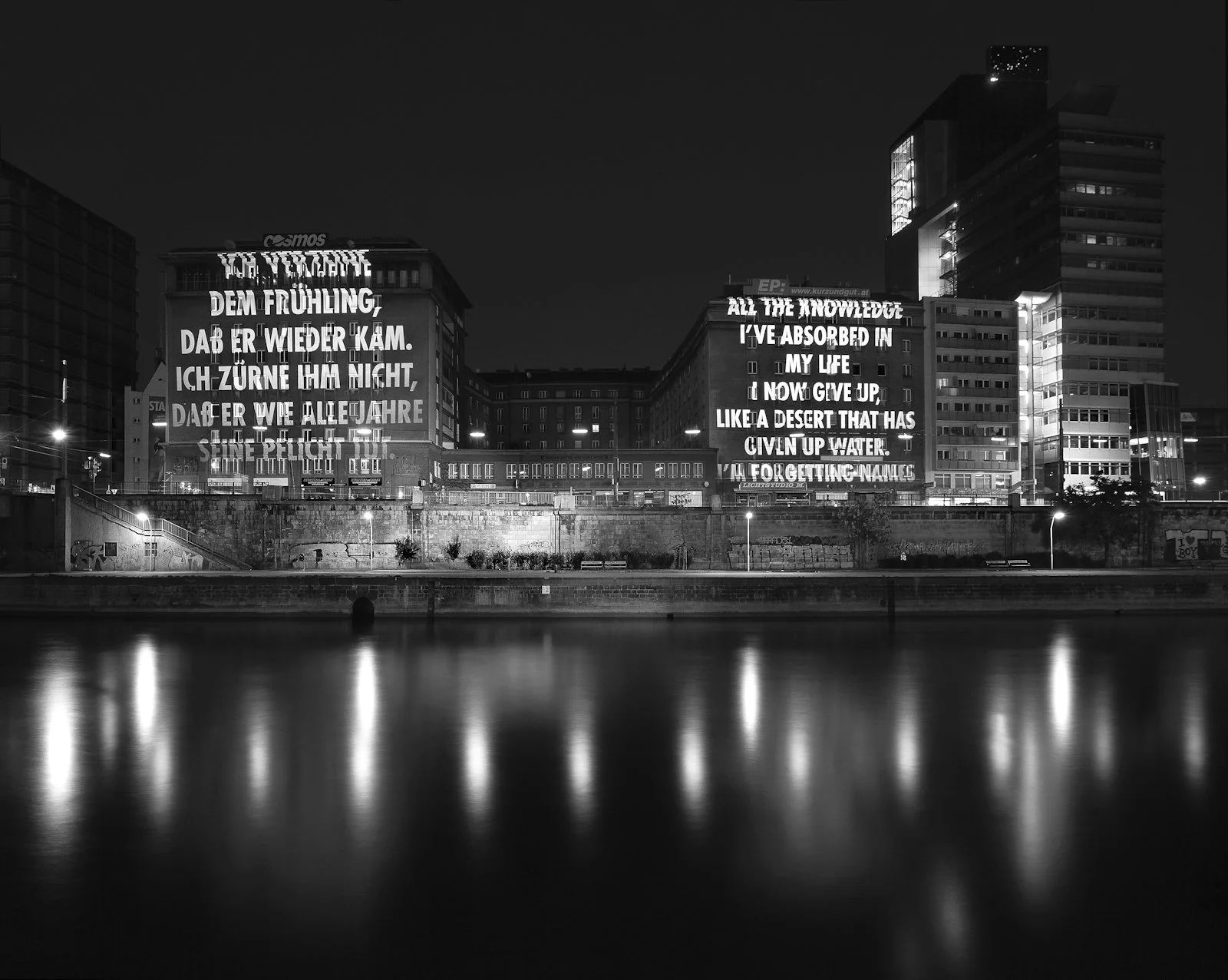 Site: Obere Donaustraße 97-99, Vienna, Austria
May 11, 2006
Text: “Abschied vom Ausblick” from Auf Wiedersehen. Bis Morgen. Gedichte by Wisława Szymborska, copyright © 1995 by the author. German translation by Karl Dedecius, copyright © 1995 by Ausga