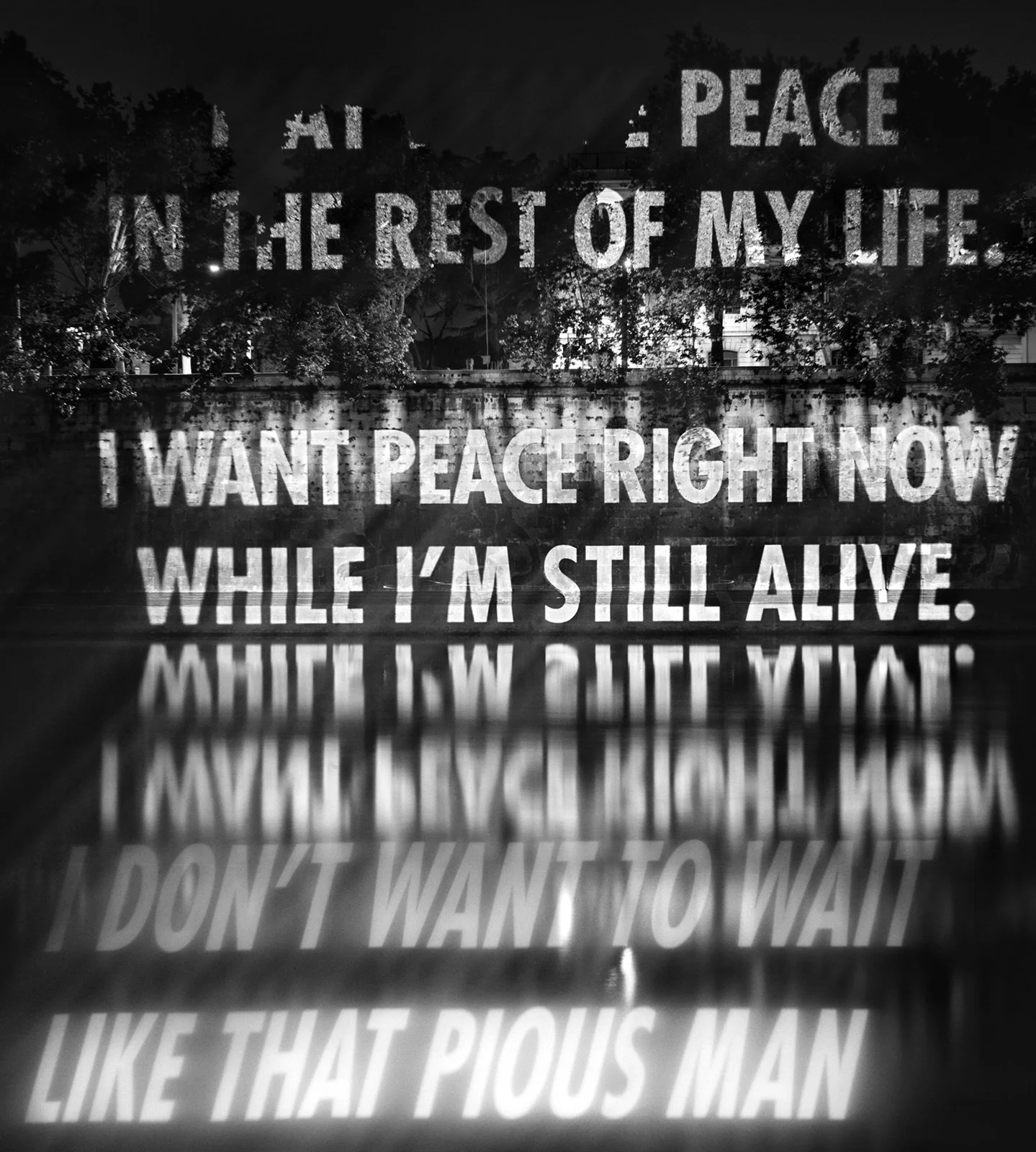 Site: Piazza Tevere, Rome, Italy
May 22, 2007
Text: “In My Life, On My Life” from Open Closed Open by Yehuda Amichai, copyright © 2000 by the author. English translation by Chana Bloch and Chana Kronfeld, copyright © 2000 by the translators. Used/rep