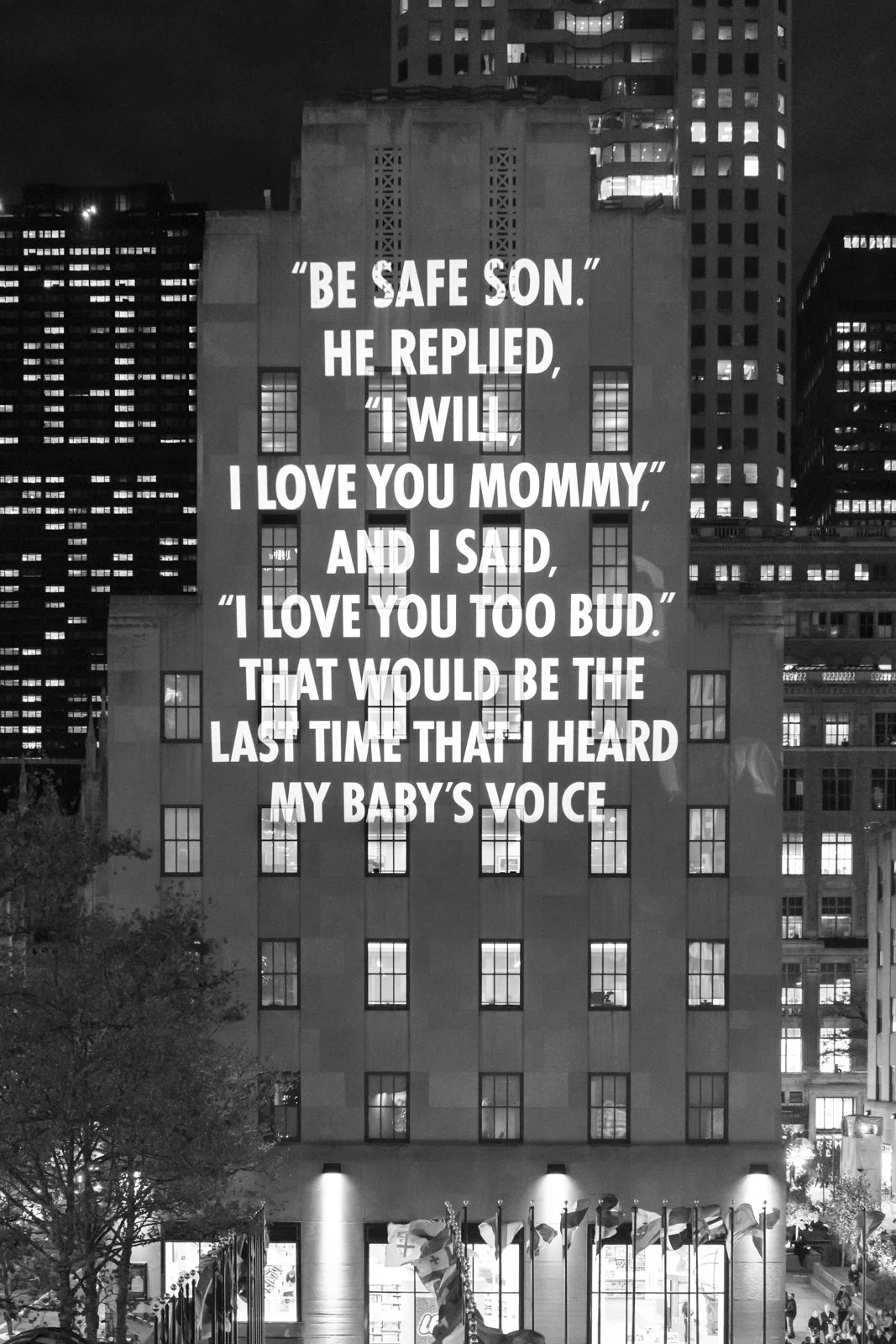 VIGIL, 2019
Light projection
Rockefeller Center, New York
Testimony by Julvonnia McDowell, © 2019 by the author, from the Moments That Survive website of everytown.org, September 20, 2019. Used with permission of the author.
Presented by Creative Tim