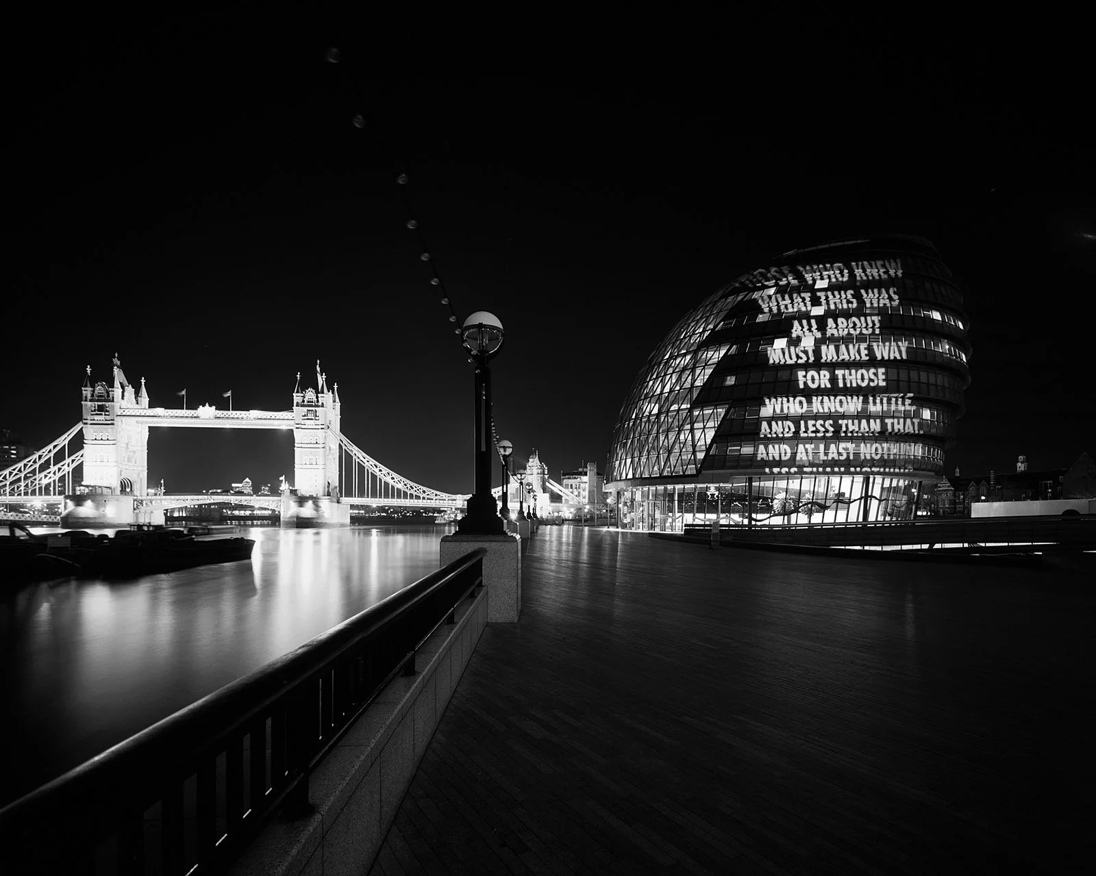 Site: City Hall, London
April 7, 2006
Text: “The End and the Beginning” from View with a Grain of Sand by Wisława Szymborska, copyright © 1993 by the author. English translation by Stanisław Barańczak and Clare Cavanagh, copyright © 1995 by Harcourt,