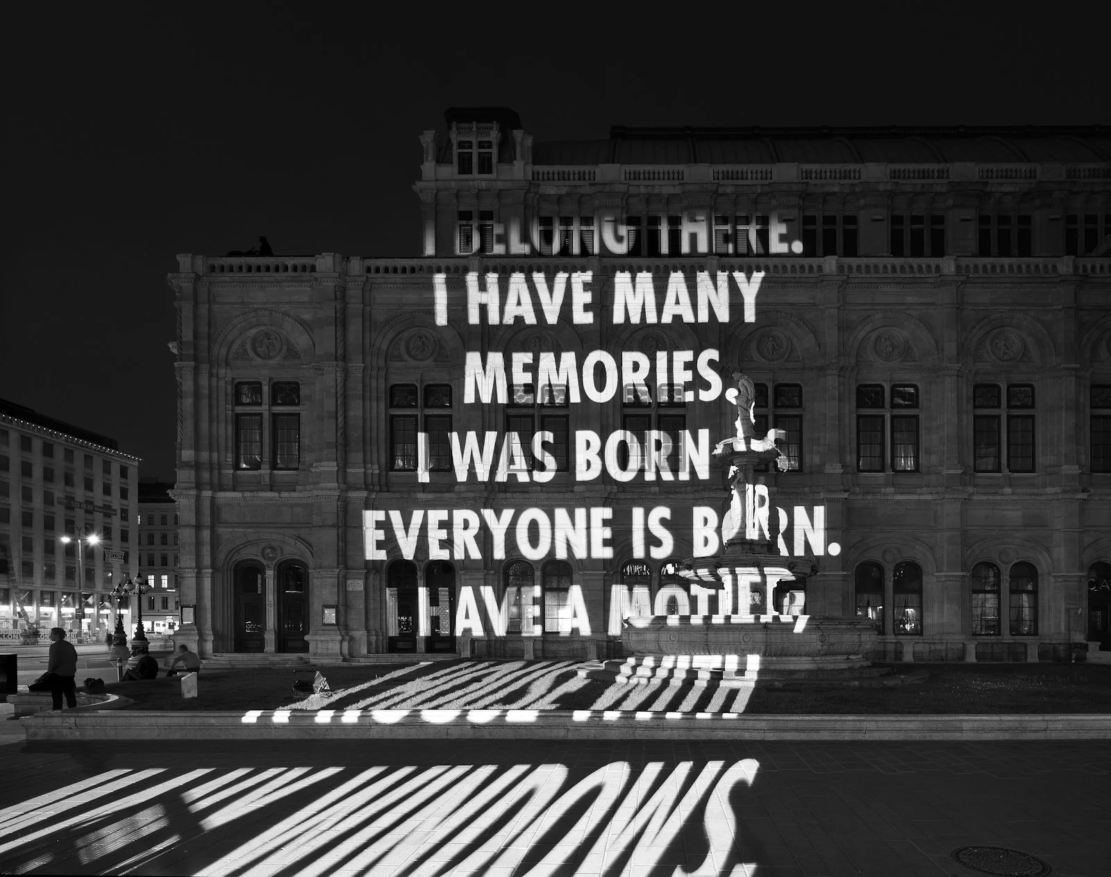 Site: Vienna State Opera, Vienna, Austria
May 9, 2006
Text: “I Belong There” from Unfortunately, It Was Paradise by Mahmoud Darwish, copyright © 2003 by the Regents of the University of California. Used/reprinted with permission of the University of 