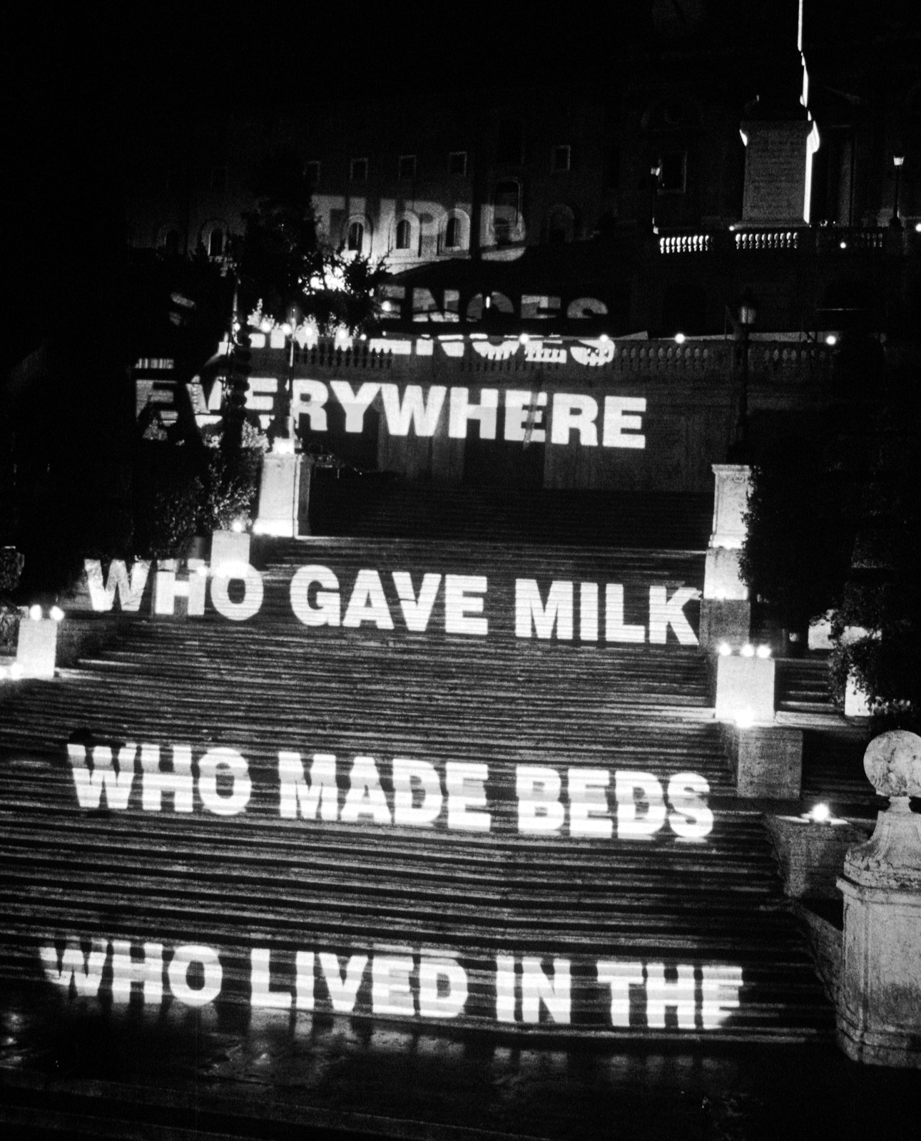 Site: Spanish Steps, Rome, Italy
July 16, 1998
Text: Erlauf, 1995
Projection: Skypictures; Aubert Lee
Photo: Fabio Magrelli