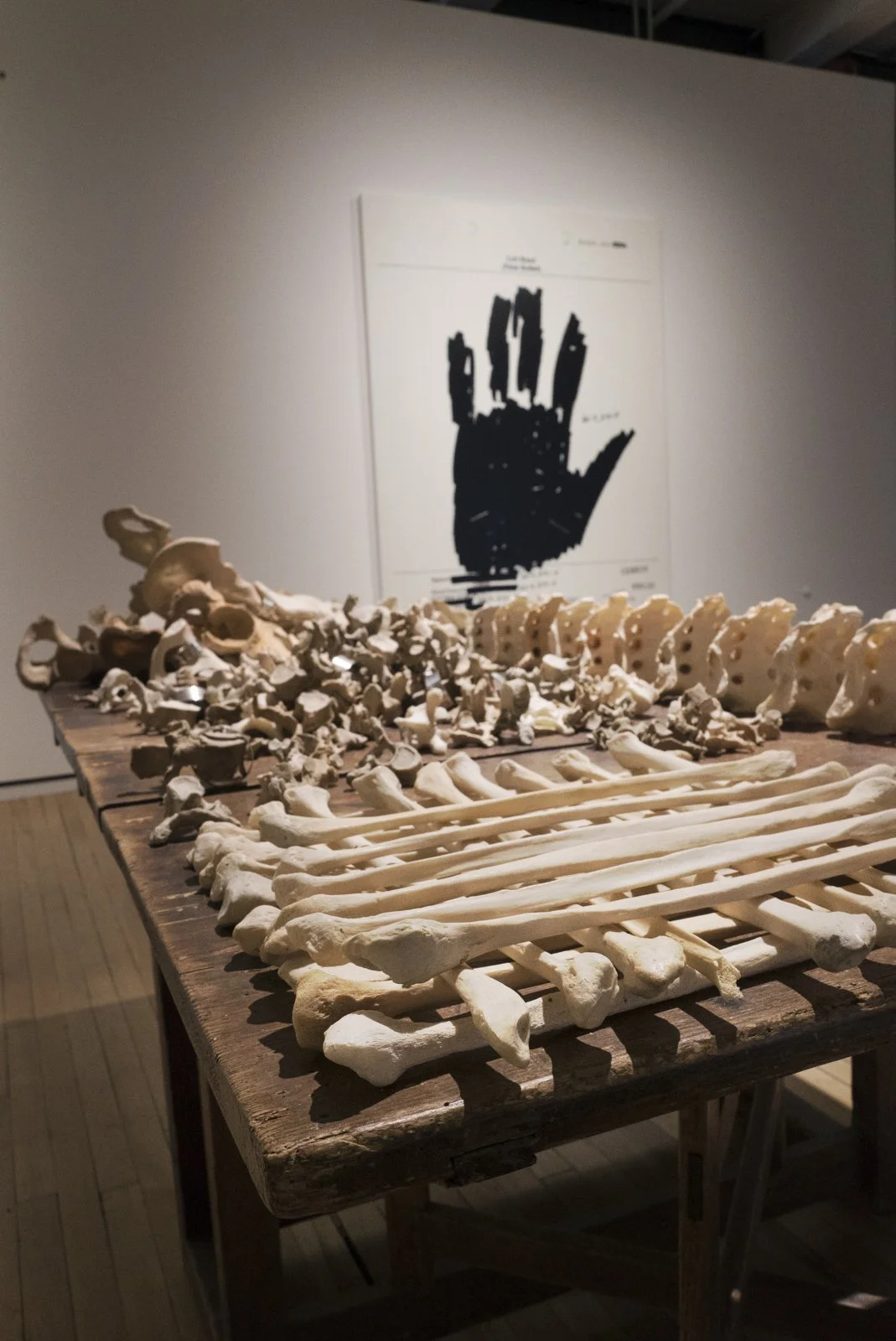 Lustmord Table, 1994; Left Hand (Palm Rolled) yellow white, 2007
Installation: Jenny Holzer, Massachusetts Museum of Contemporary Art, North Adams, Massachusetts, USA, 2017
May 28, 2017–May 1, 2025
Text: Lustmord, 1993–95; U.S. government document
Ph