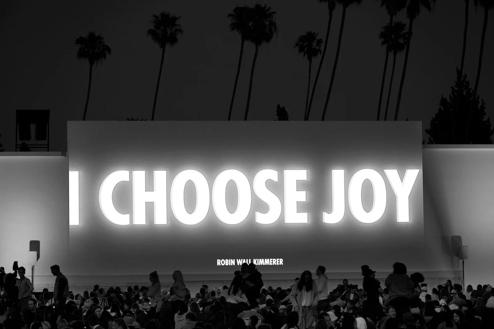 HURT EARTH, 2022
Video projection
Hollywood Forever Cemetery, Los Angeles
Text: Braiding Sweetgrass by Robin Wall Kimmerer, © 2013 bythe author. Used with permission of Milkweed Editions.
© 2022 Jenny Holzer, member Artists Rights Society (ARS), NY
P
