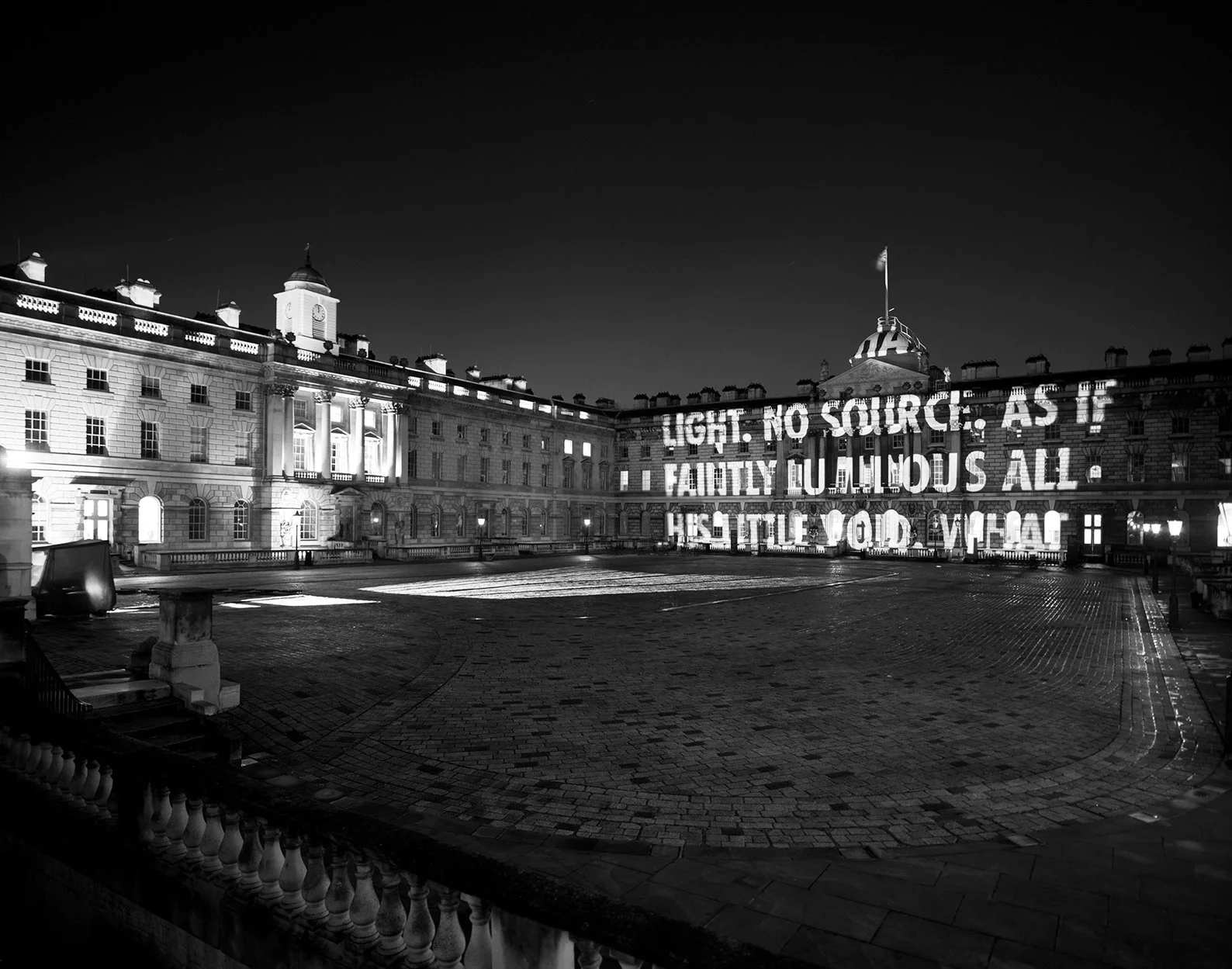 Site: Somerset House, London
April 11, 2006
Text: Company by Samuel Beckett. Published by Calder Publications London.
Projection: FX Productions; Charles Passarelli
Photo: Attilio Maranzano