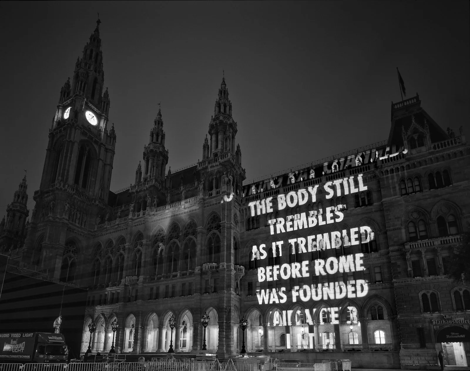 Site: Town Hall, Vienna, Austria
May 6, 2006
Text: “Tortures” from View with a Grain of Sand by Wisława Szymborska, copyright © 1993 by the author. English translation by Stanisław Barańczak and Clare Cavanagh, copyright © 1995 by Harcourt, Inc. Used