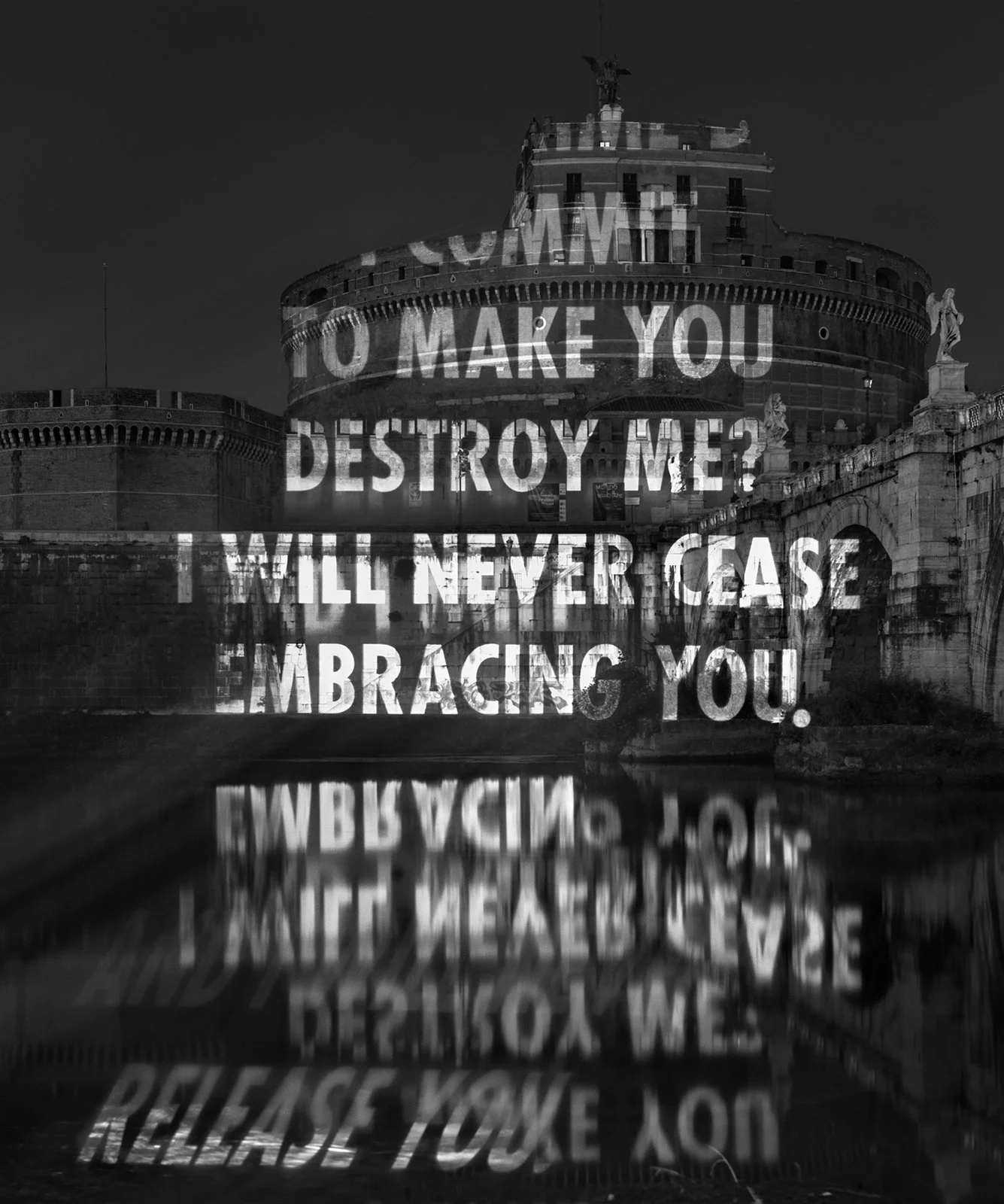 
Site: Castel Sant’Angelo, Rome, Italy
May 27, 2007
Text: “He Embraces His Murderer” from Unfortunately, It Was Paradise by Mahmoud Darwish, copyright © 2003 by the Regents of the University of California. Used/reprinted with permission of the Univer