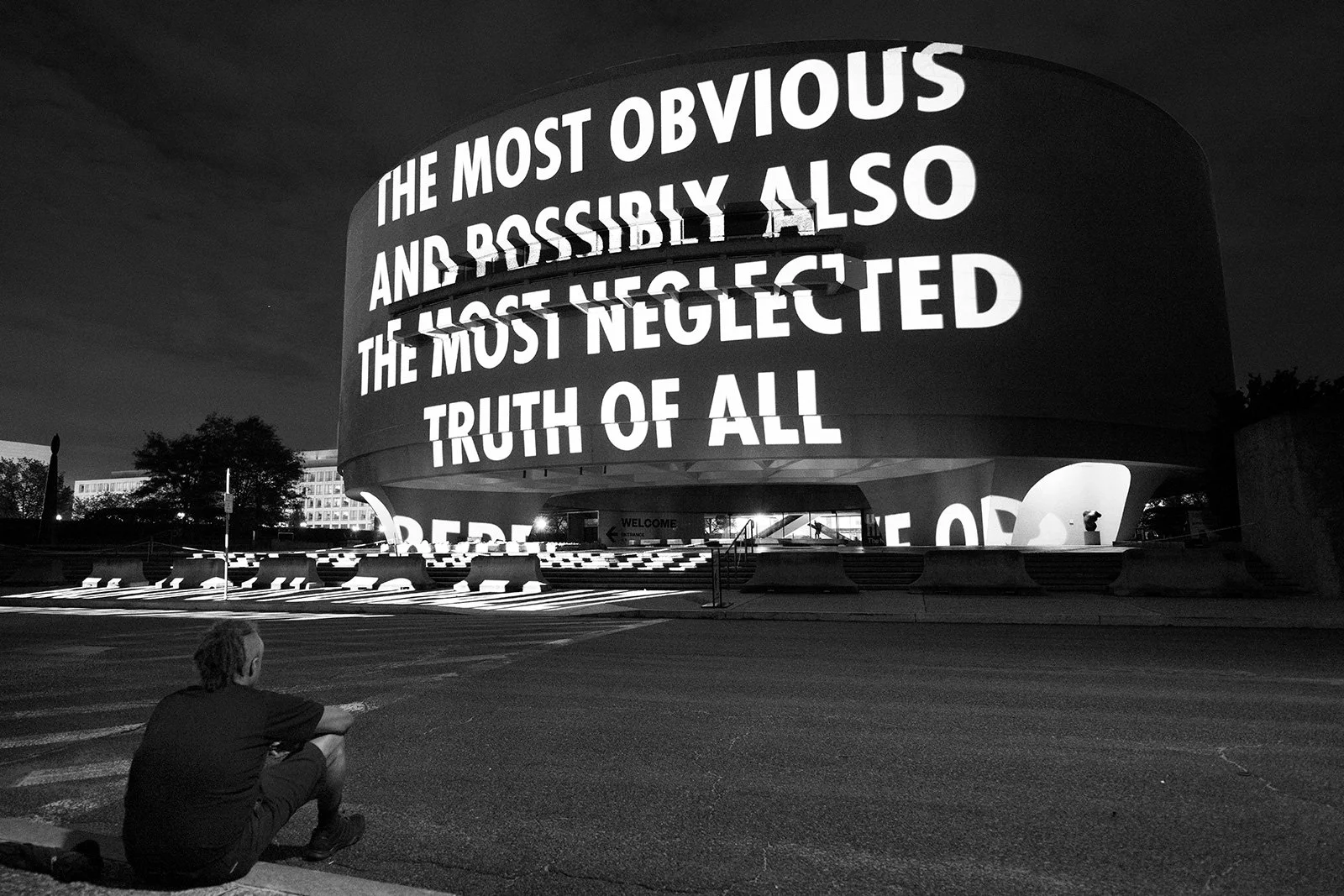 THE PEOPLE, 2023
Light projection
Hirshhorn Museum and Sculpture Garden, Washington, DC
Text: Dwight D. Eisenhower, address at New York Republican State Committee dinner, New York, May 7, 1953.
© 2023 Jenny Holzer, member Artists Rights Society (ARS)