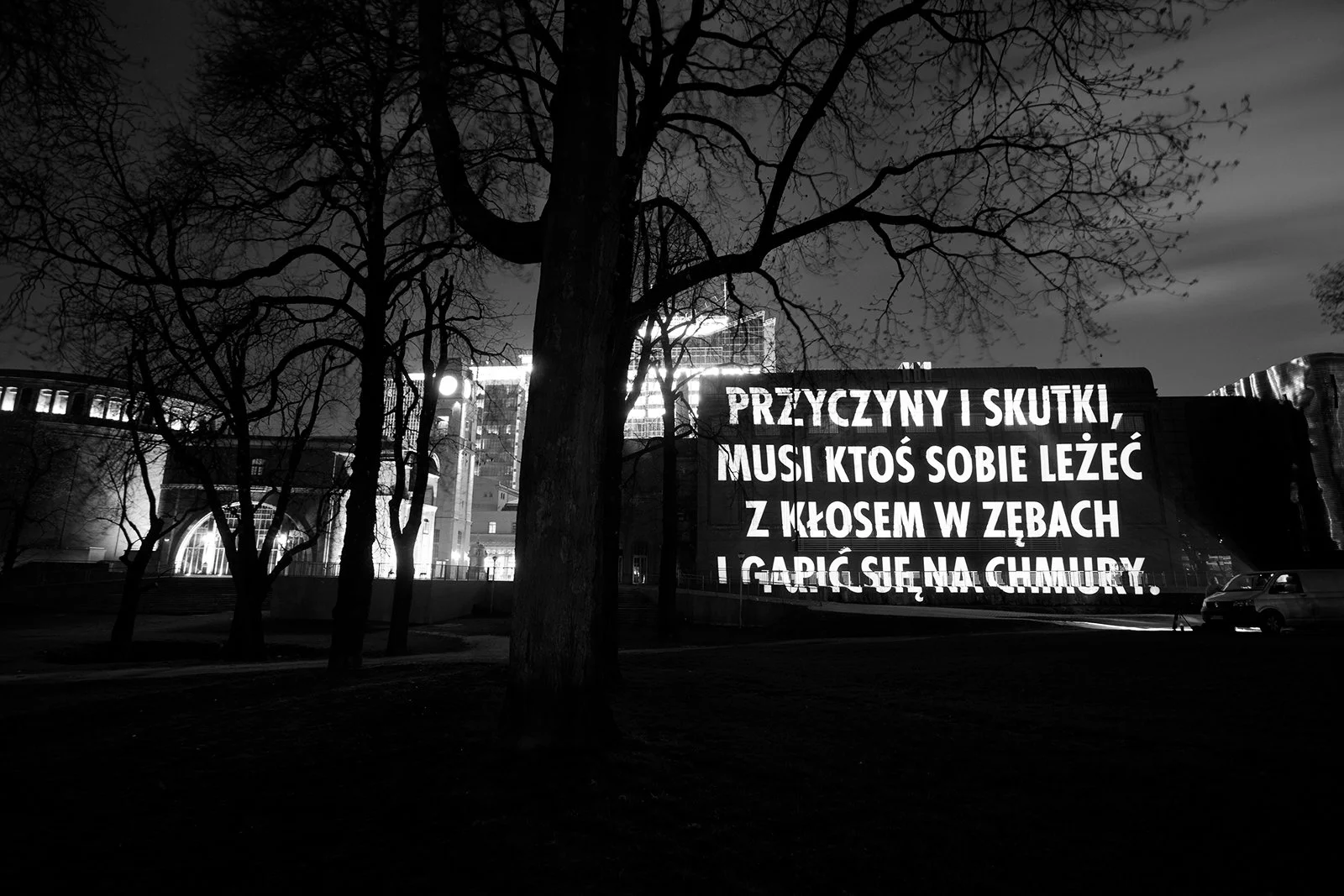 Site: Old Brewery, Poznan, PolandApril 8, 2011
Text: “Koniec i początek” by Wisława Szymborska. Used/reprinted with permission of the author.
Projection: FX Productions; Charles Passarelli
Photo: Bartek Buśko