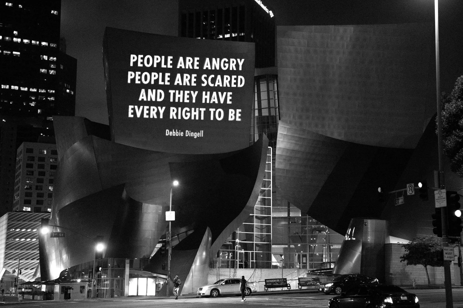 HURT EARTH, 2022
Light projection
Los Angeles
Text: Debbie Dingell, statement during US House session,Washington, DC, July 26, 2021.
© 2022 Jenny Holzer, member Artists Rights Society (ARS), NY
Photo: Larry Hammerness