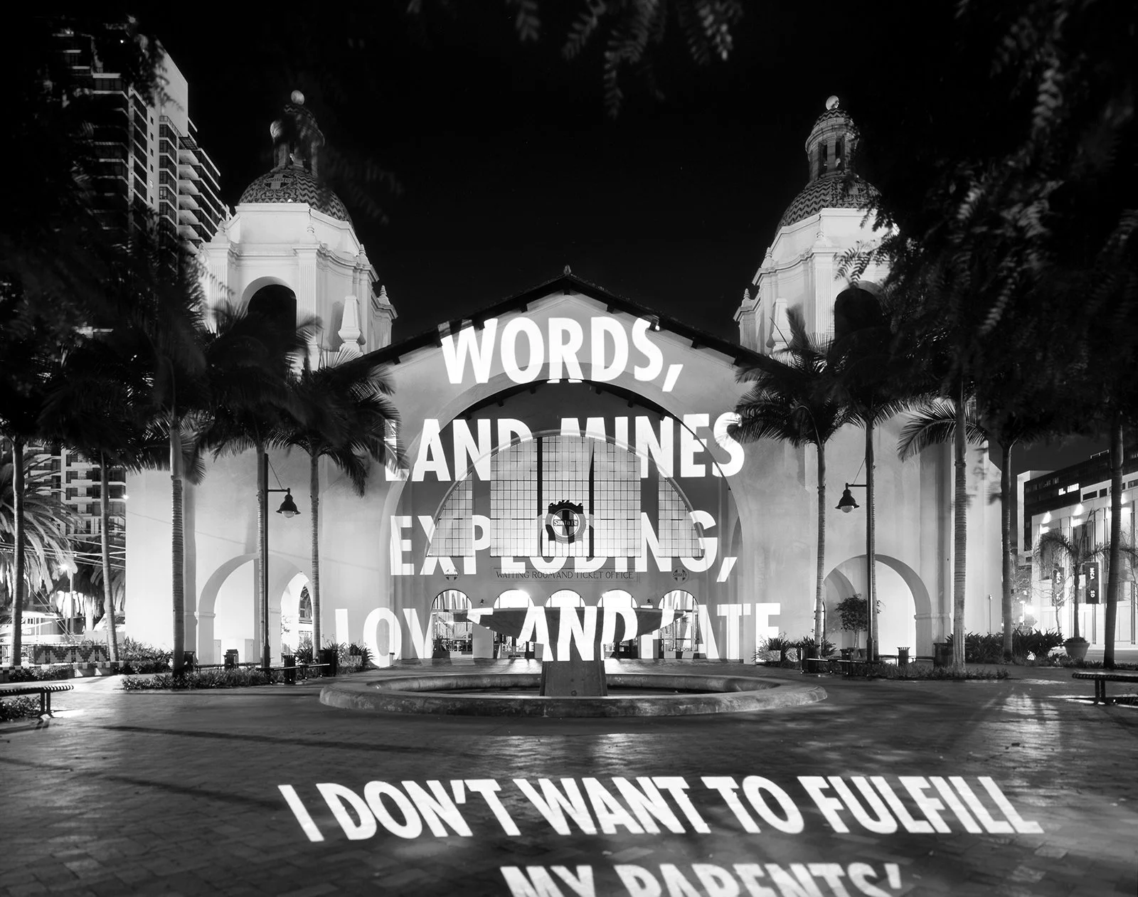 Site: Santa Fe Depot, San Diego, California, USA
January 19, 2007
Text: “In My Life, On My Life” from Open Closed Open by Yehuda Amichai, copyright © 2000 by the author. English translation by Chana Bloch and Chana Kronfeld, copyright © 2000 by the t
