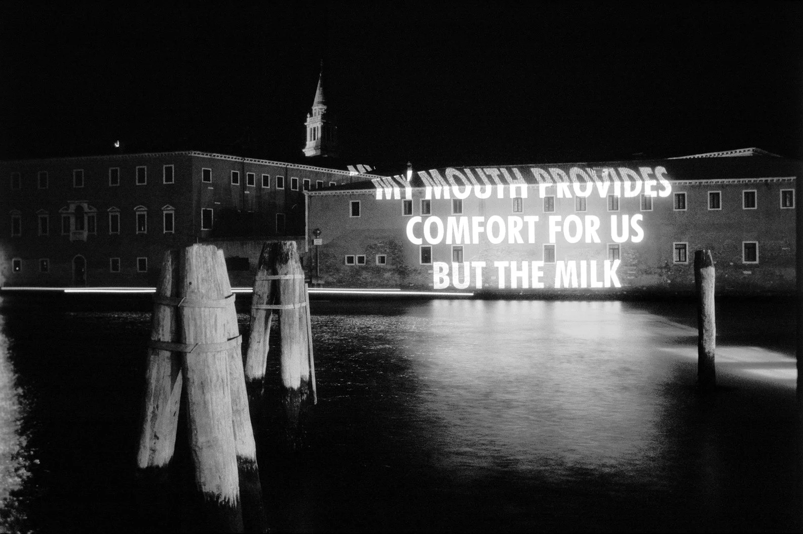 Site: Fondazione Giorgio Cini, Venice, Italy
June 9–13, 1999
Text: Blue, 1998
Projection: Skypictures; Charles Passarelli
Photo: Attilio Maranzano