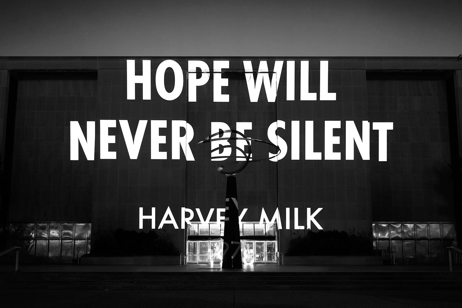 THE PEOPLE, 2023
Light projection
Smithsonian’s National Museum of American History, Washington, DC
Text: Harvey Milk, © 1976 by the author. Used with permission of the Harvey Milk Foundation.
© 2023 Jenny Holzer, member Artists Rights Society (ARS),