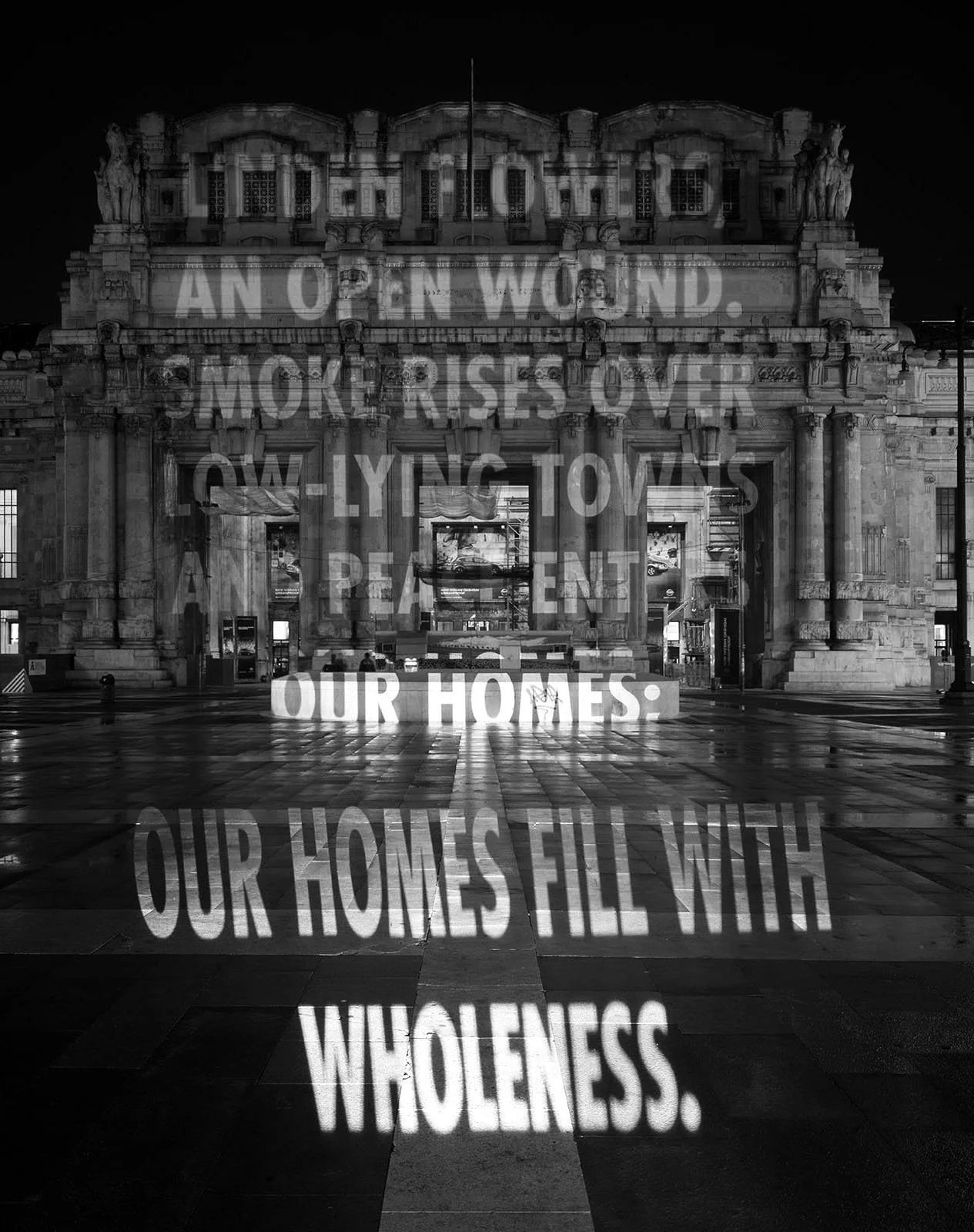 Site: Central Station, Milan, Italy
March 31, 2007
Text: “Smoke” from Without End: New and Selected Poems by Adam Zagajewski, copyright © 2002 by the author. English translation by Renata Gorczynski, Benjamin Ivry, C. K. Williams and Clare Cavanagh, 