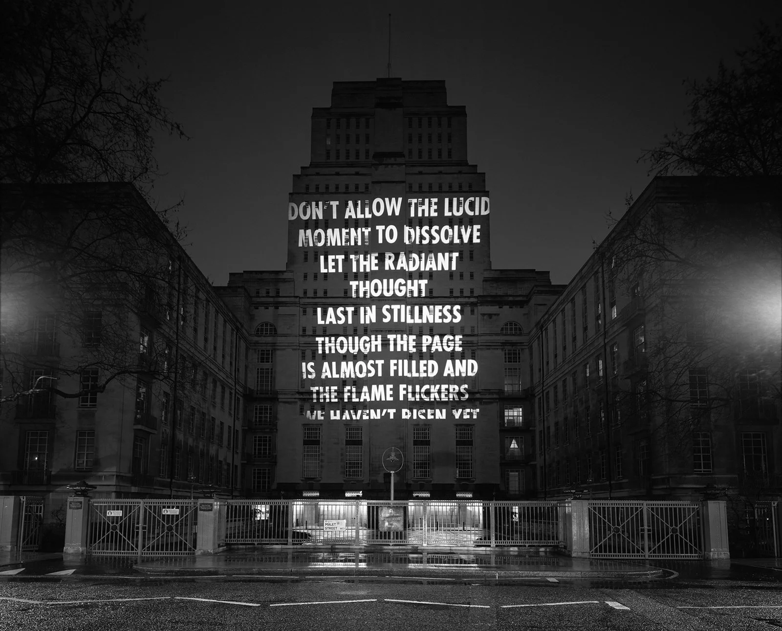 Site: Senate House, University of London, London
April 9, 2006
Text: “Smoke” from Without End: New and Selected Poems by Adam Zagajewski, copyright © 2002 by the author. English translation by Renata Gorczynski, Benjamin Ivry, C. K. Williams and Clar