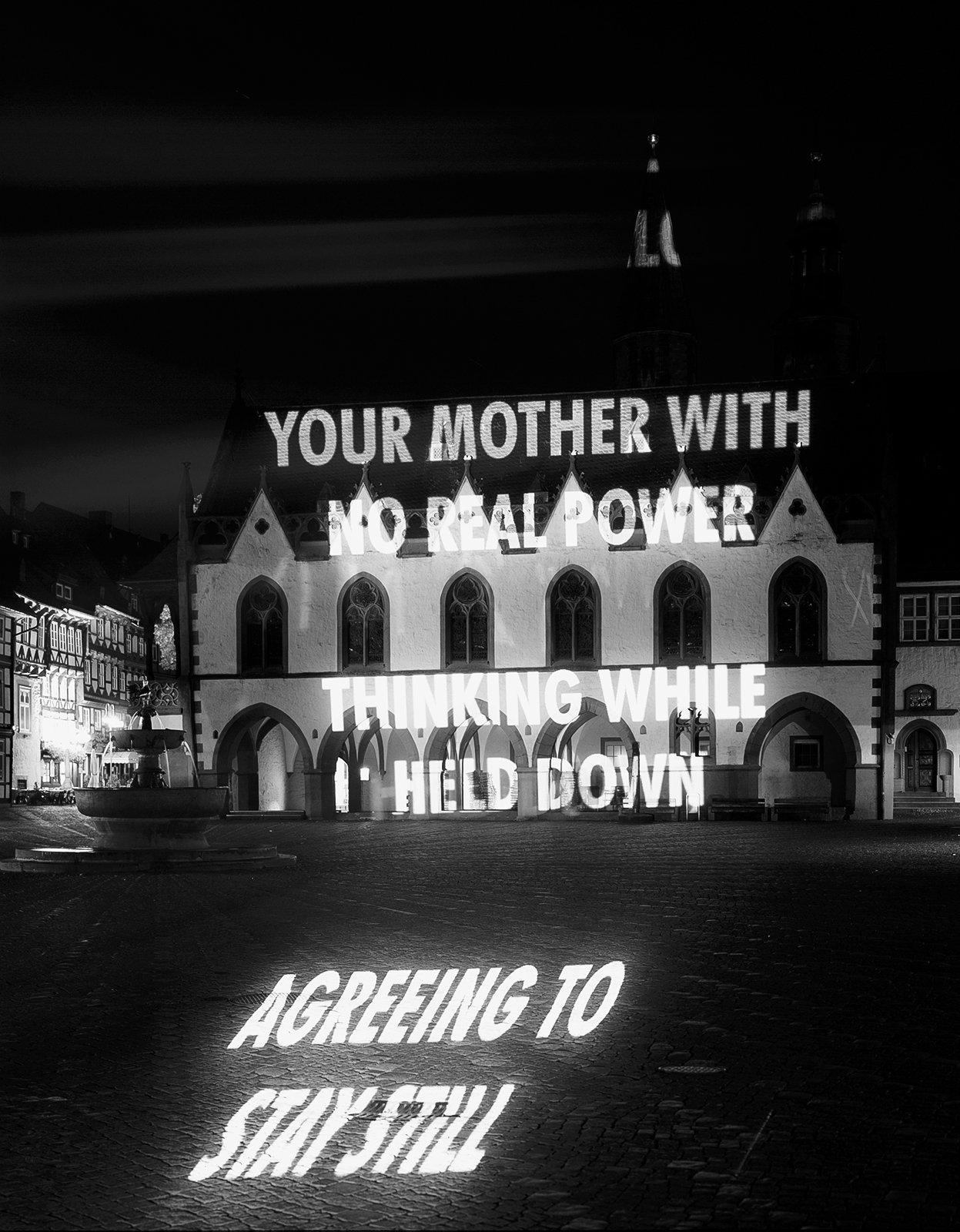 Site: Town Hall, Goslar, Germany
October 20, 2002
Text: Erlauf, 1995
Projection: FX Productions; Charles Passarelli
Photo: Attilio Maranzano