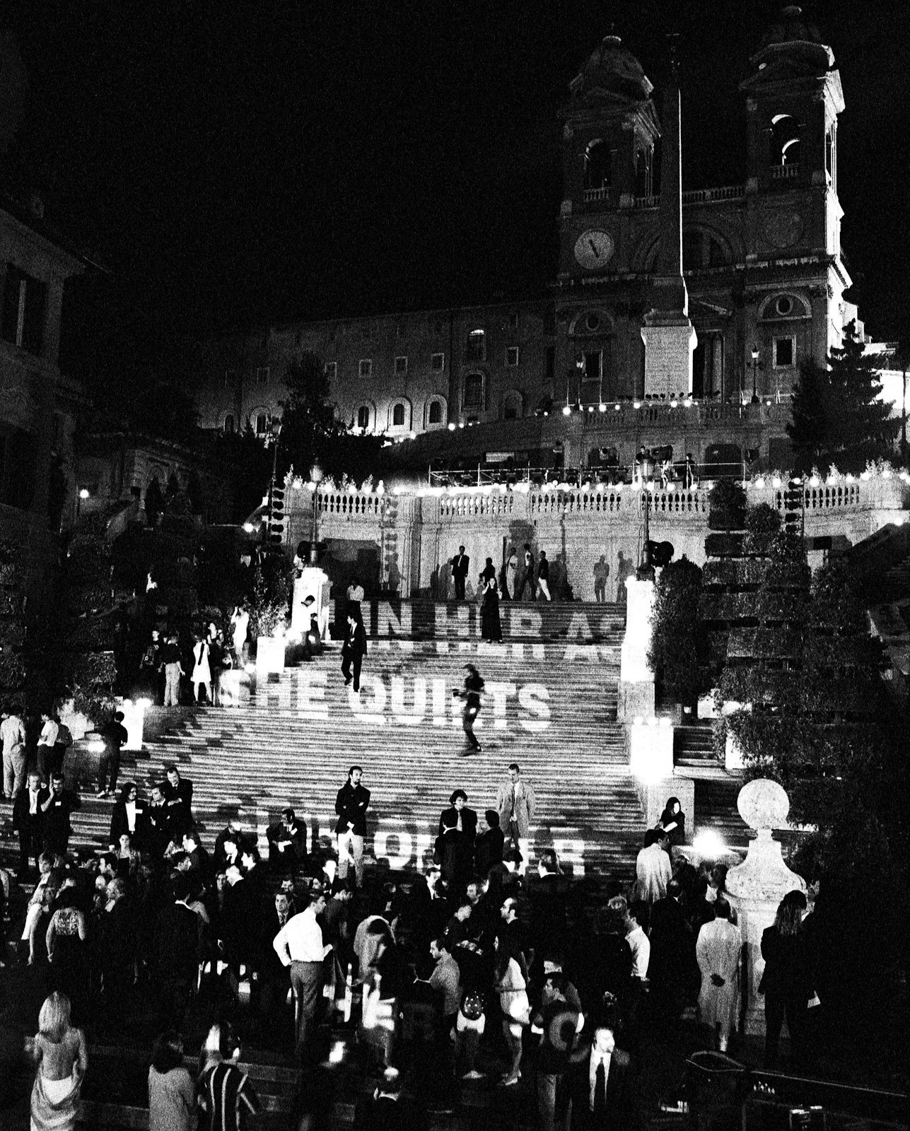 Site: Spanish Steps, Rome, Italy
July 16, 1998
Text: Lustmord, 1993-95
Projection: Skypictures; Aubert Lee
Photo: Fabio Magrelli