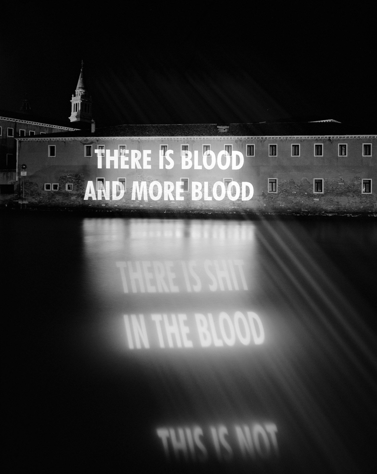 Site: Fondazione Giorgio Cini, Venice, Italy
June 9–13, 1999
Text: Blue, 1998
Projection: Skypictures; Charles Passarelli
Photo: Attilio Maranzano