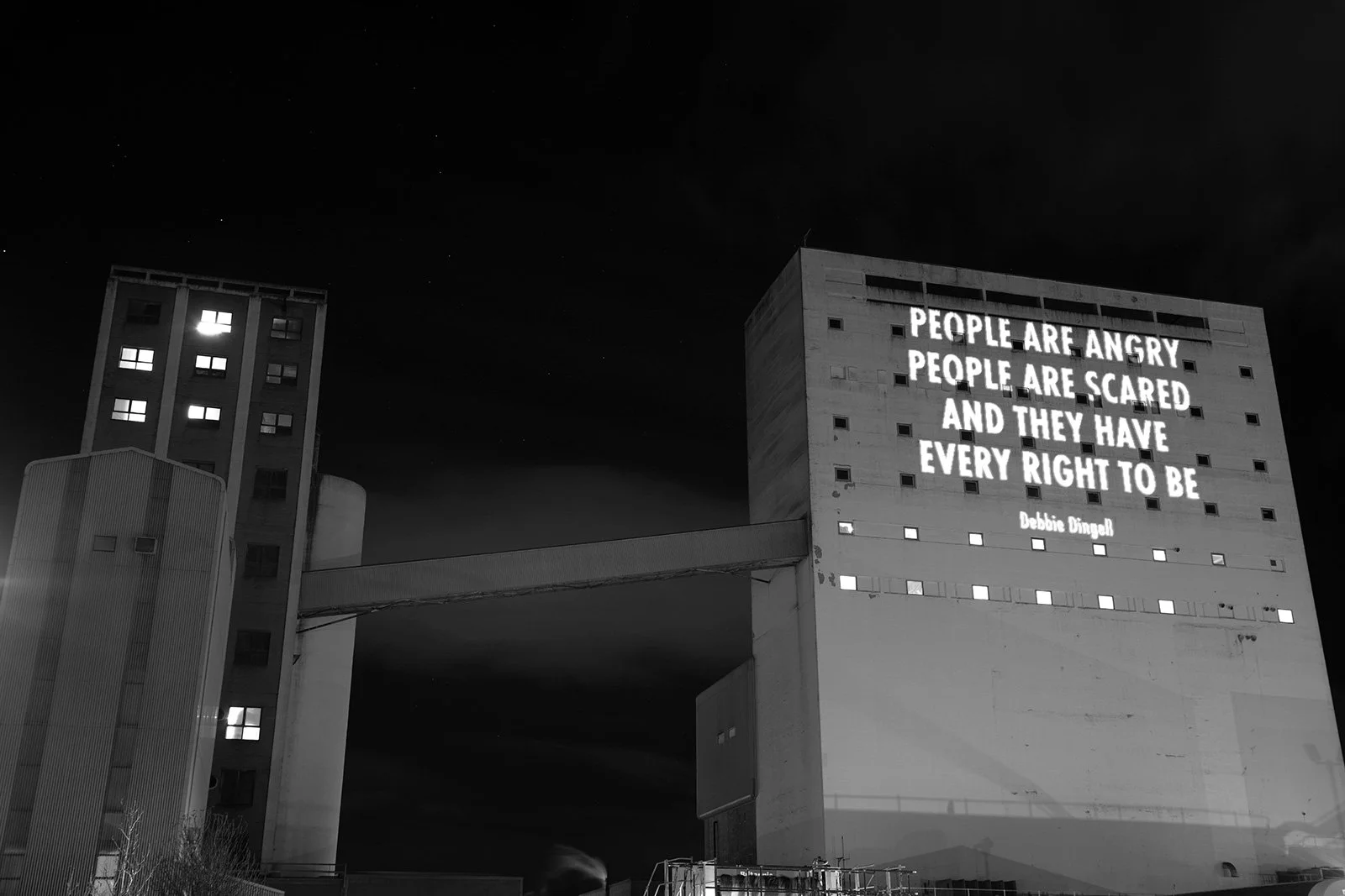 HURT EARTH, 2021
Light projection
Chancelot Mill, Edinburgh, Scotland
Text: Debbie Dingell, “Impacts of Climate Crisis,” USCongressional hearing, July 26, 2021
© 2021 Jenny Holzer, member Artists Rights Society (ARS), NY
Photo: Ryan Buchanan