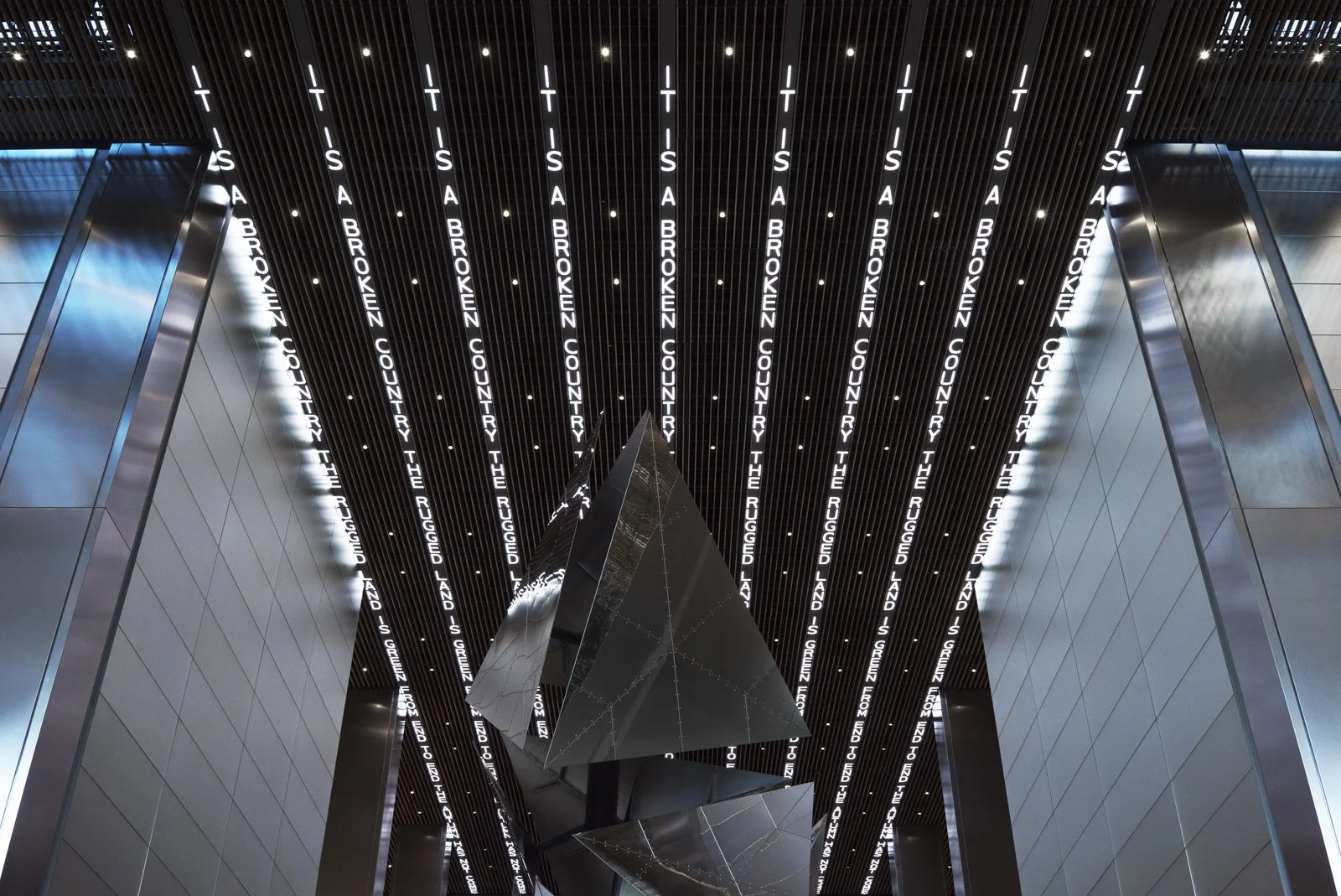 For Philadelphia, 2018
Text: “Wild Orchard” by William Carlos Williams, 1922.
Permanent installation: Comcast Technology Center, Philadelphia, Pennsylvania, USA
© 2018 Jenny Holzer, member Artists Rights Society (ARS), NY
Photo: Collin LaFleche