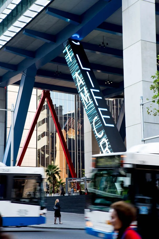 Site: 8 Chifley Square, Sydney
April 28, 2014–
Text: “Crab” from Child’s Dreaming by Kevin Gilbert, © 1992 by the estate of Kevin Gilbert. Used with permission of Eleanor Gilbert; “From the Plane Window” from Black Life: Poems by Jack Davis, © 1992 b