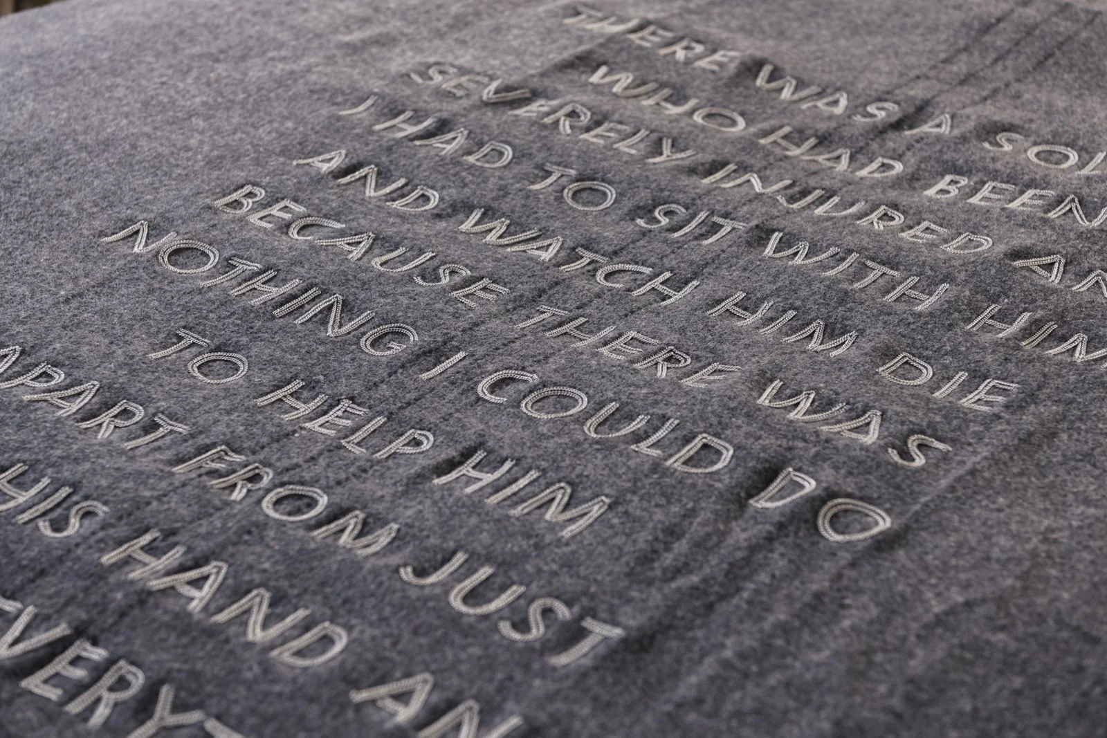 THERE WAS A SOLDIER, 2017 (detail)
Installation: SOFTER: Jenny Holzer at Blenheim Palace, Blenheim Palace, Woodstock, England, 2017
September 29–December 31, 2017
Text: Interviews with current and former members of the British military, © 2017 by the
