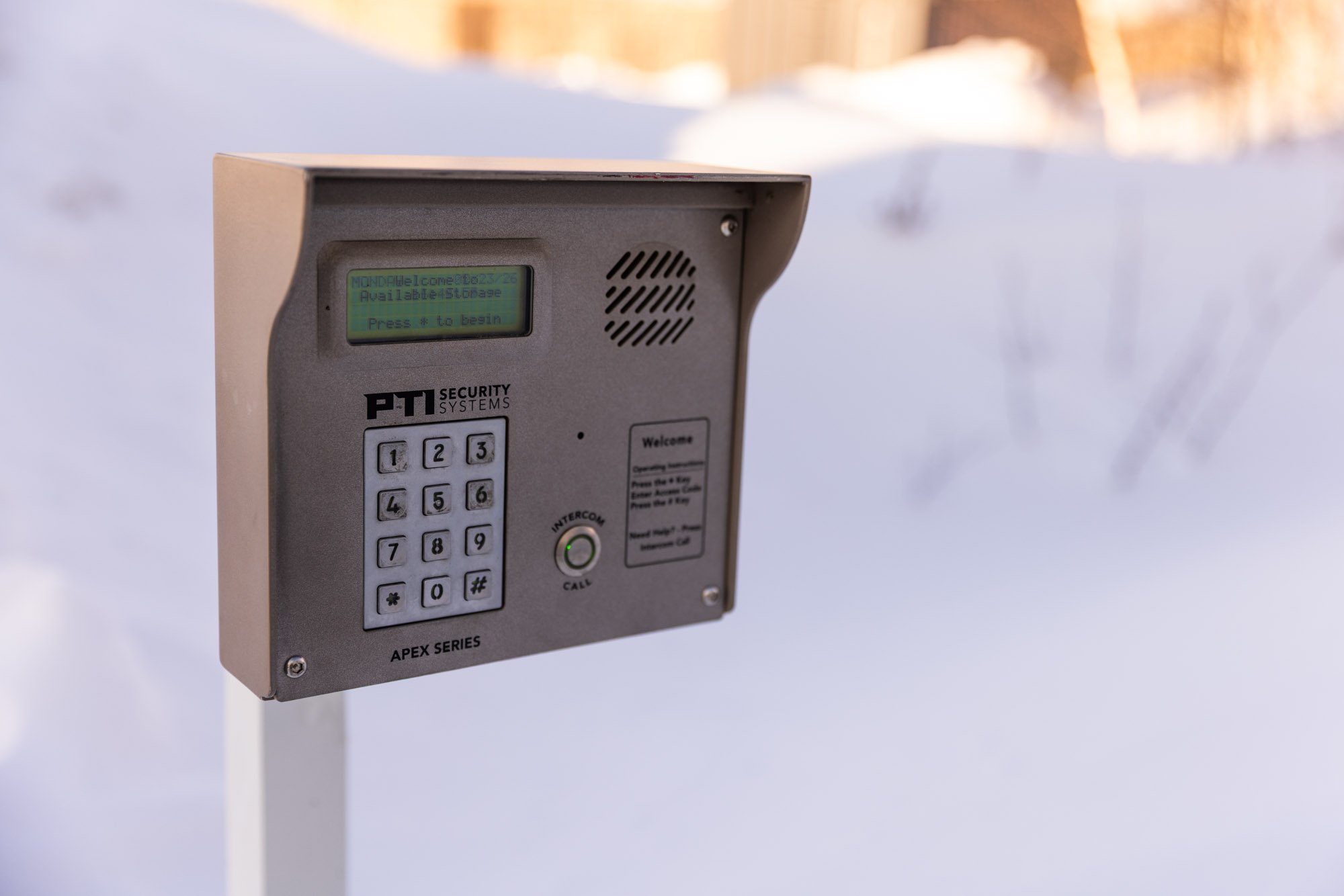 Close up of security system at Available Storage in Sudbury's South End
