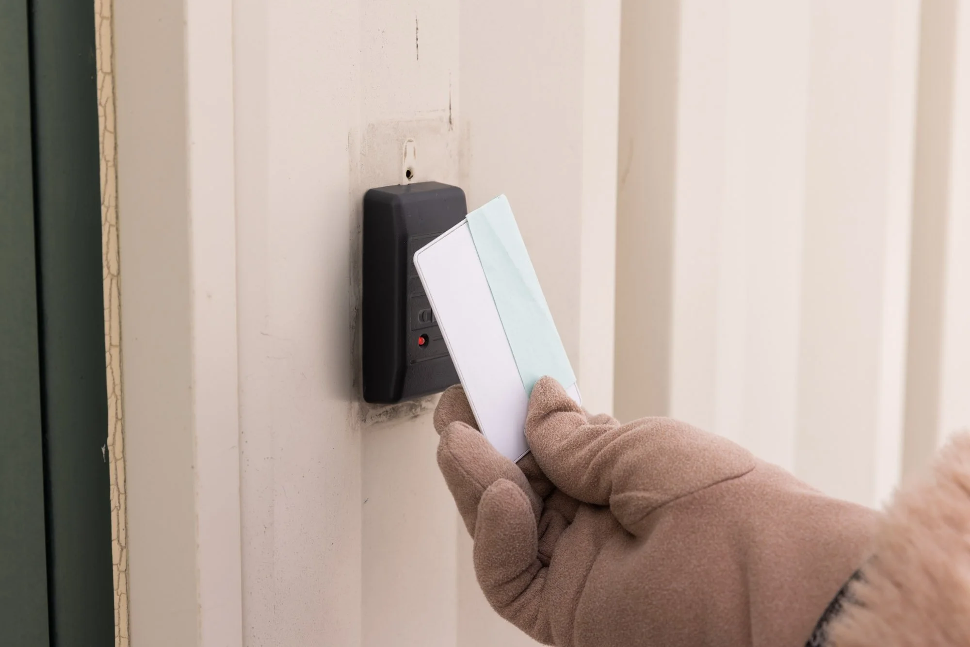 Close up of secure building entry at Available Storage facility in South End of Sudbury