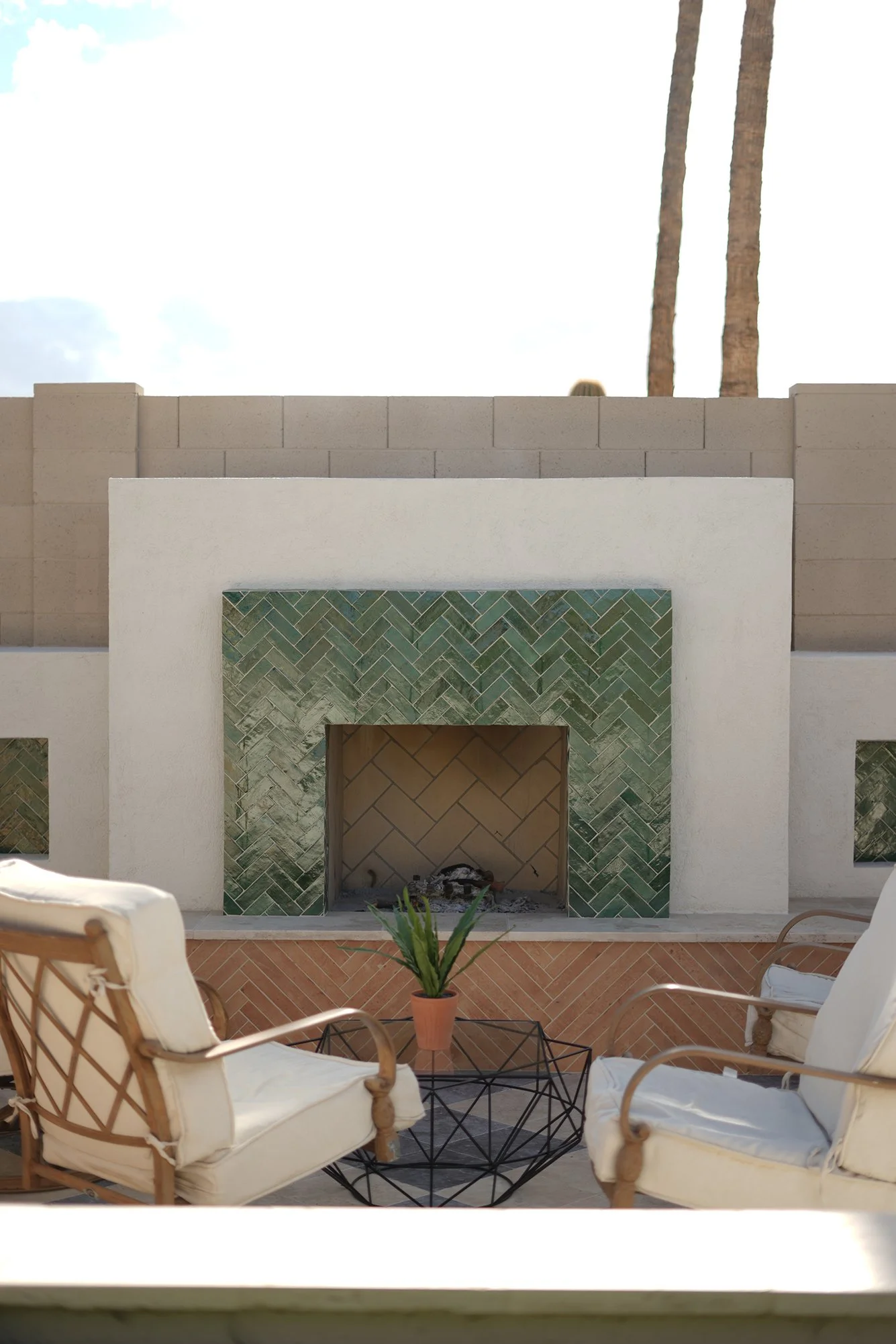 NoPho Sunken Travertine & Pergola