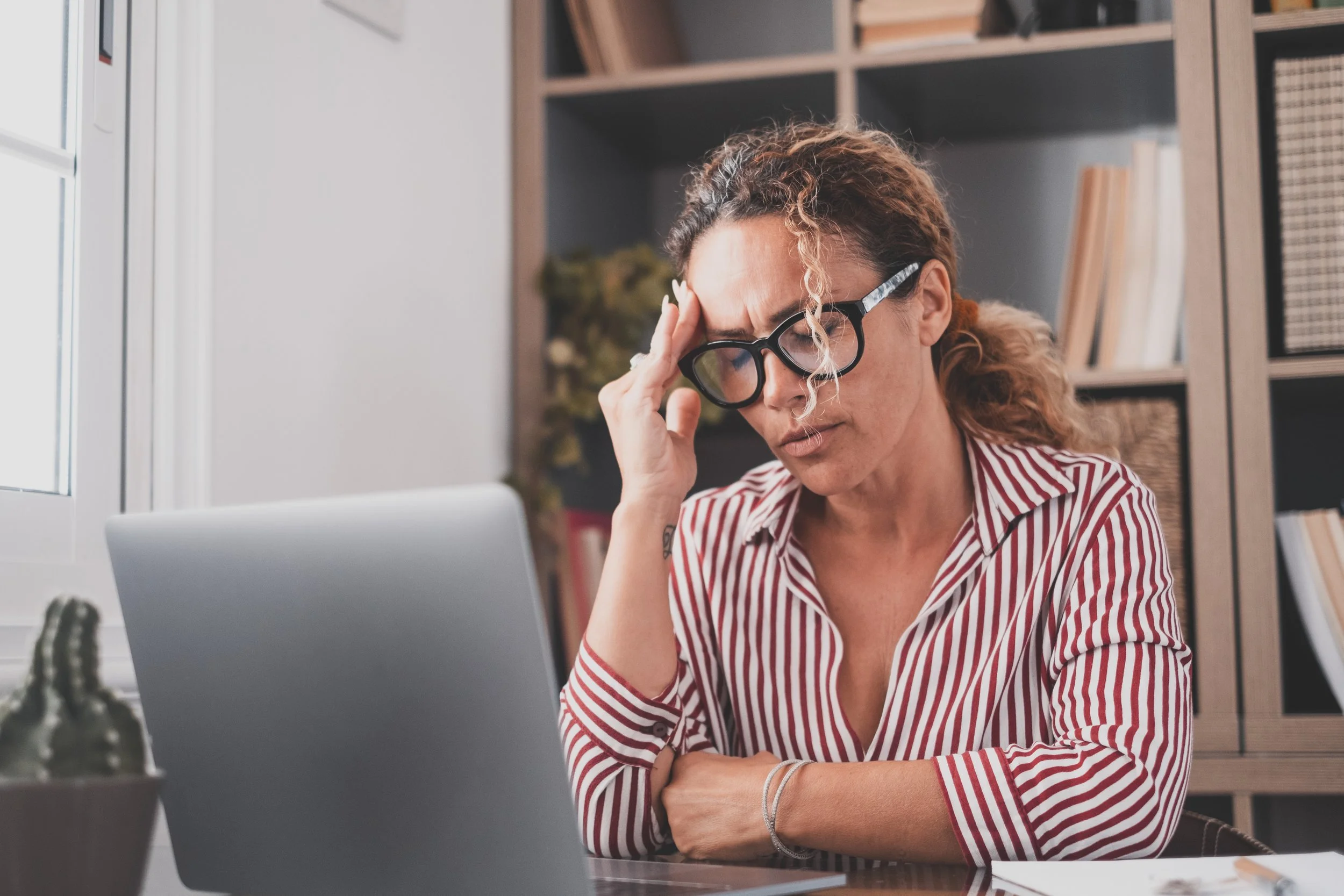 Woman managing midlife depression through integrated hormone replacement therapy